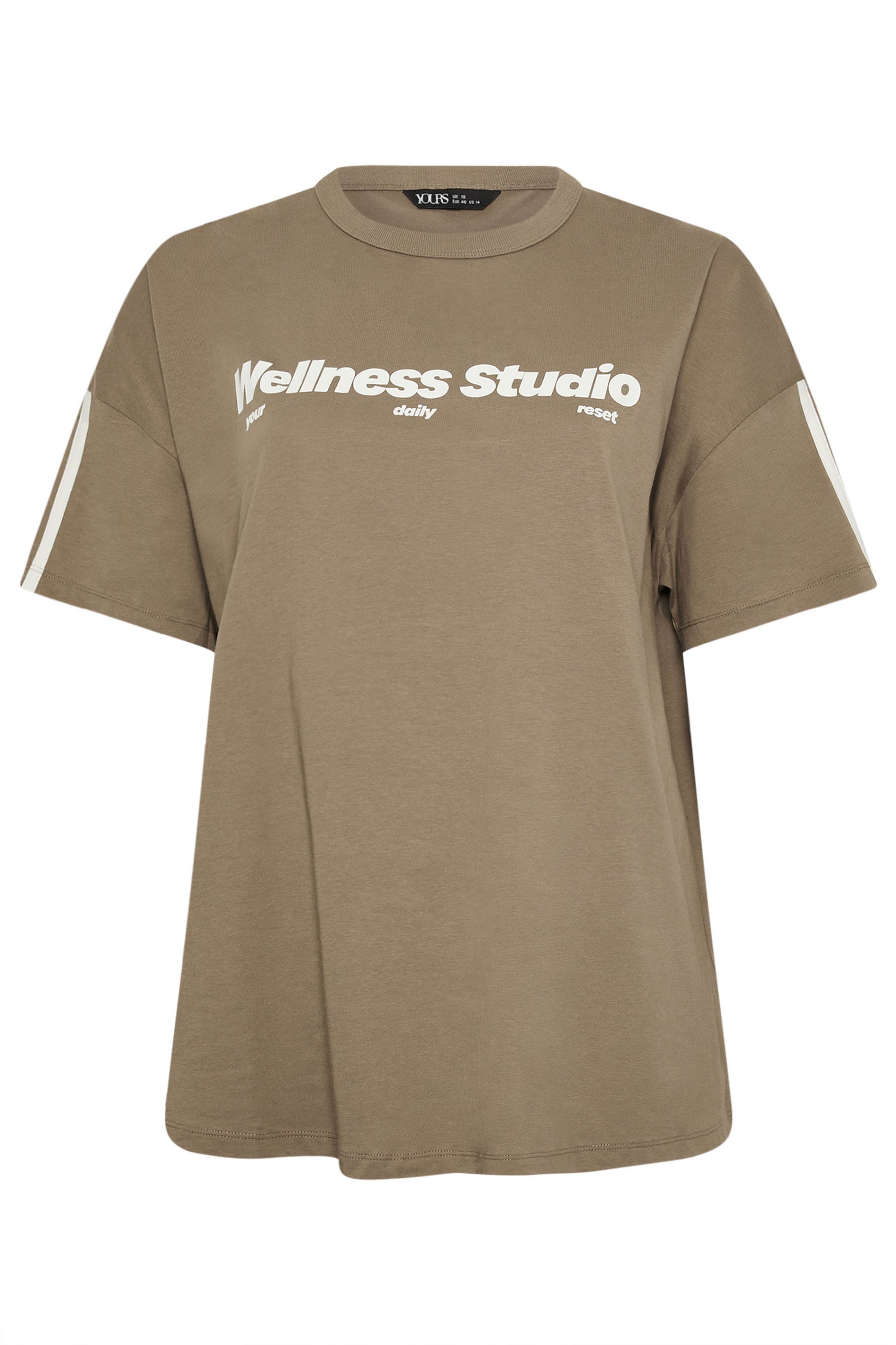 YOURS ACTIVE Plus Size Brown 'Wellness Studio' T-Shirt | Yours Clothing 7