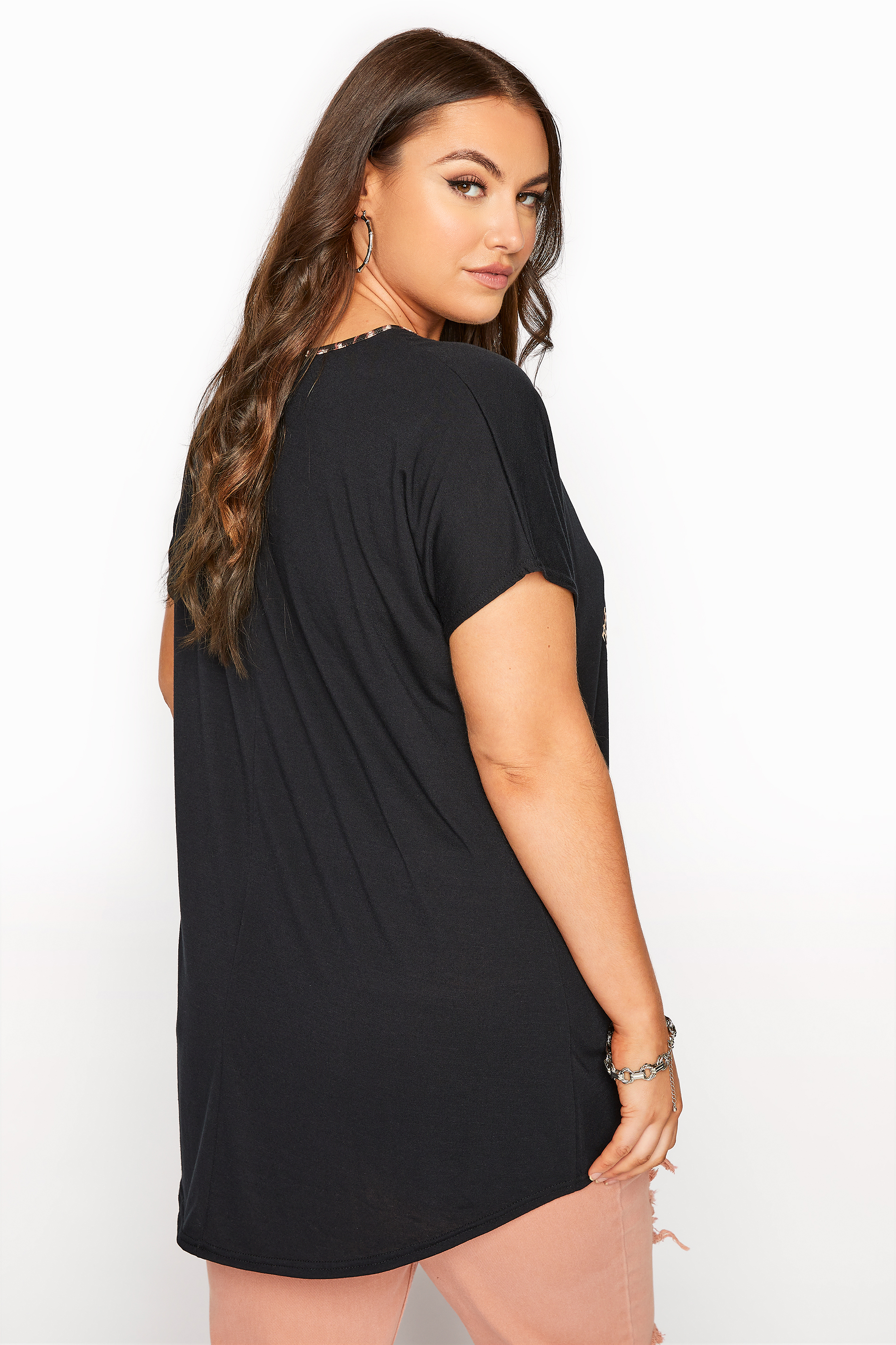 Grande taille  Tops Grande taille  Tops Ourlet Plongeant | T-Shirt Léopard Ourlet Plongeant - WO97972