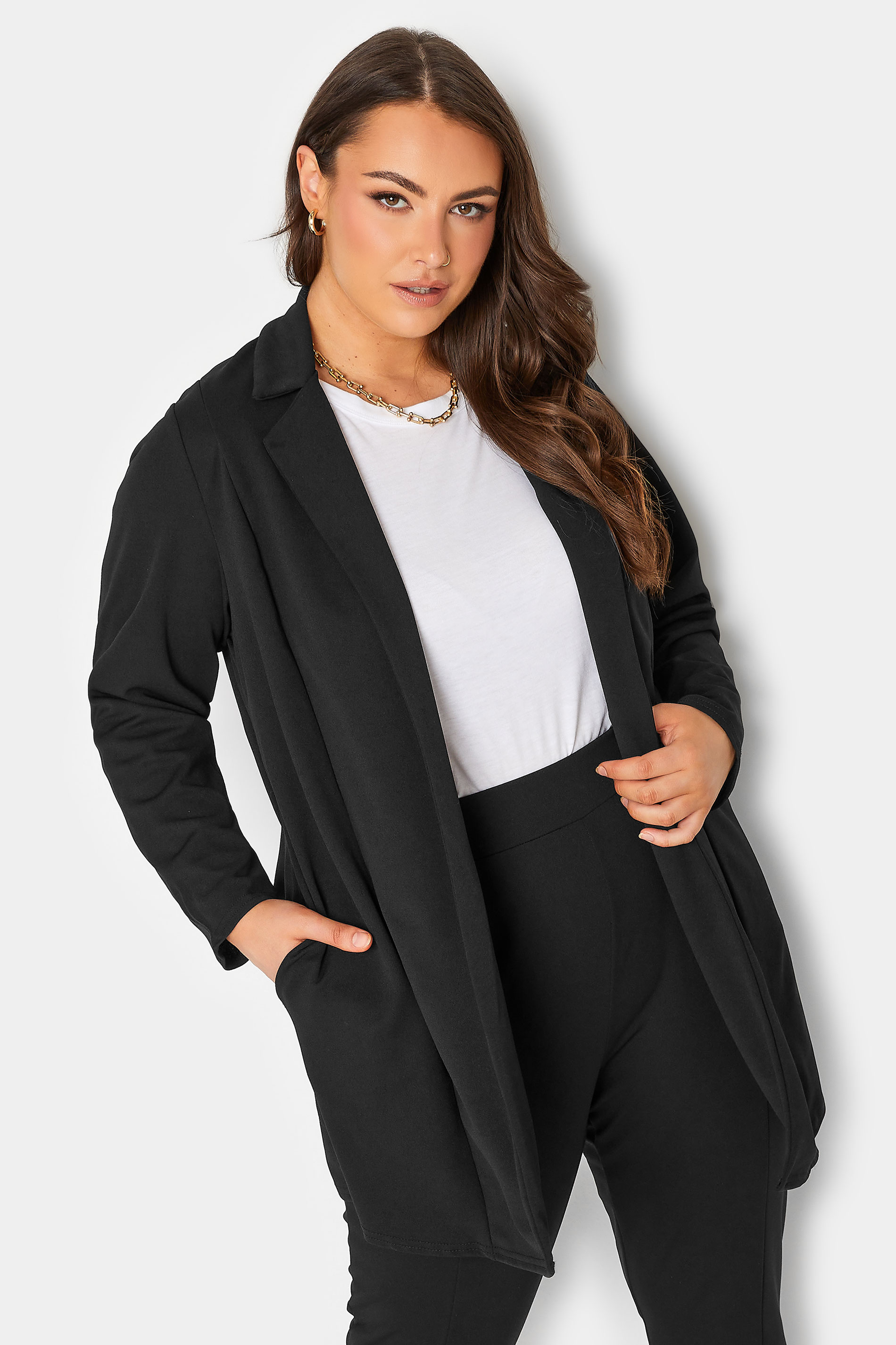 YOURS Curve Plus Size Black Longline Blazer | Yours Clothing 2