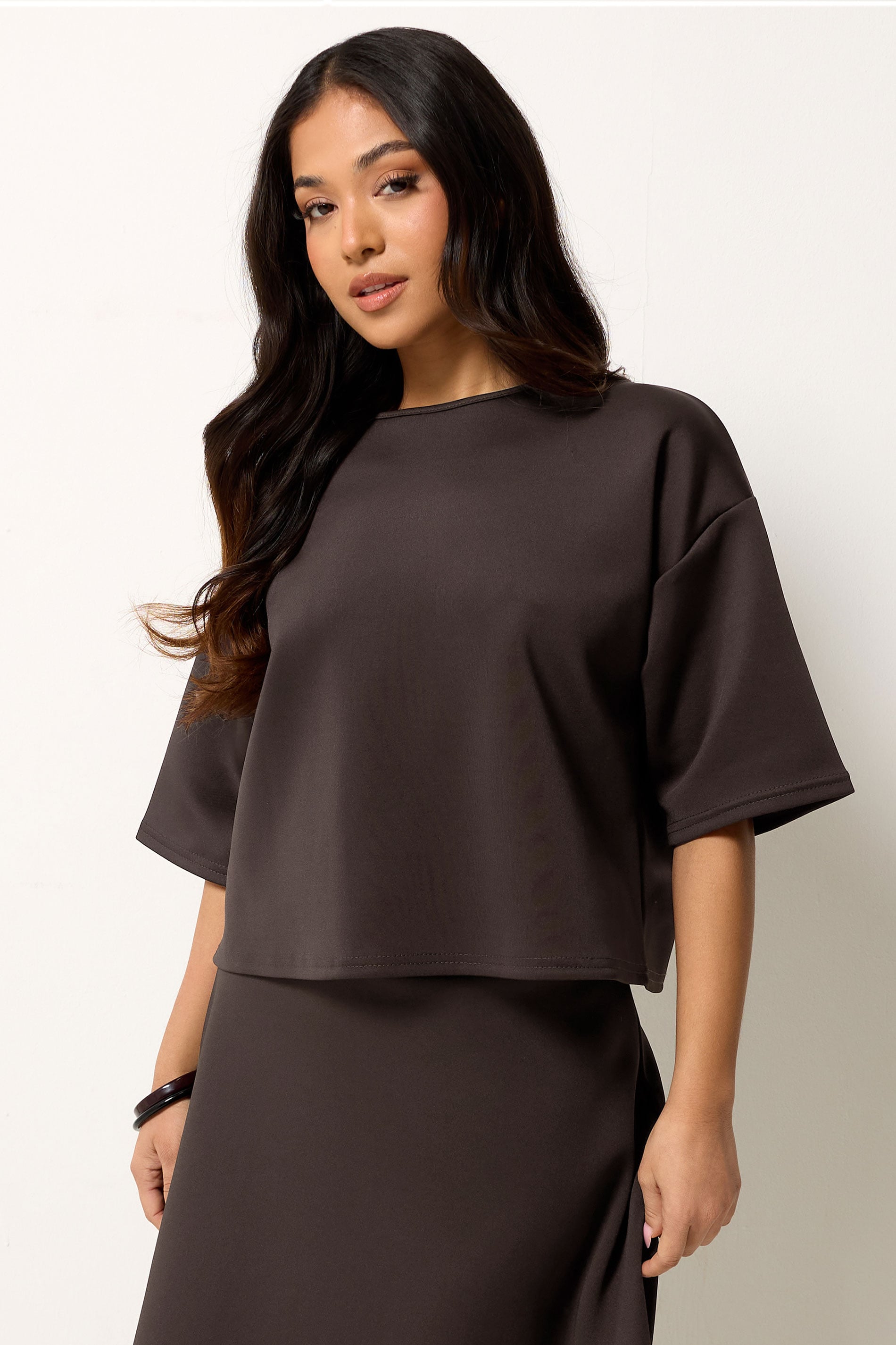 PixieGirl Petite Women's Chocolate Brown Boxy T-Shirt | PixieGirl 3