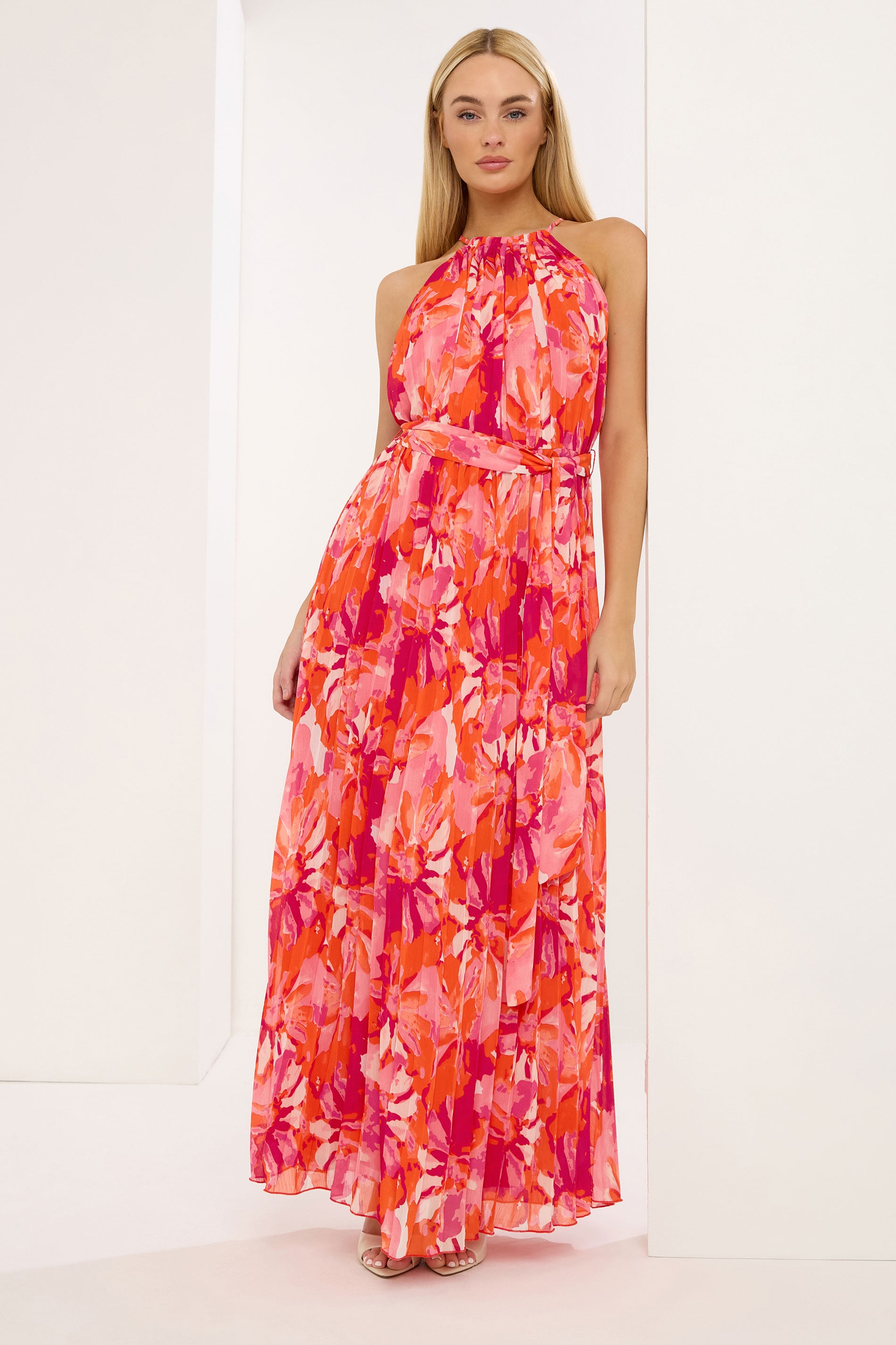 STAR Pink Blurred Floral Pleated Dress | StarByJM 3
