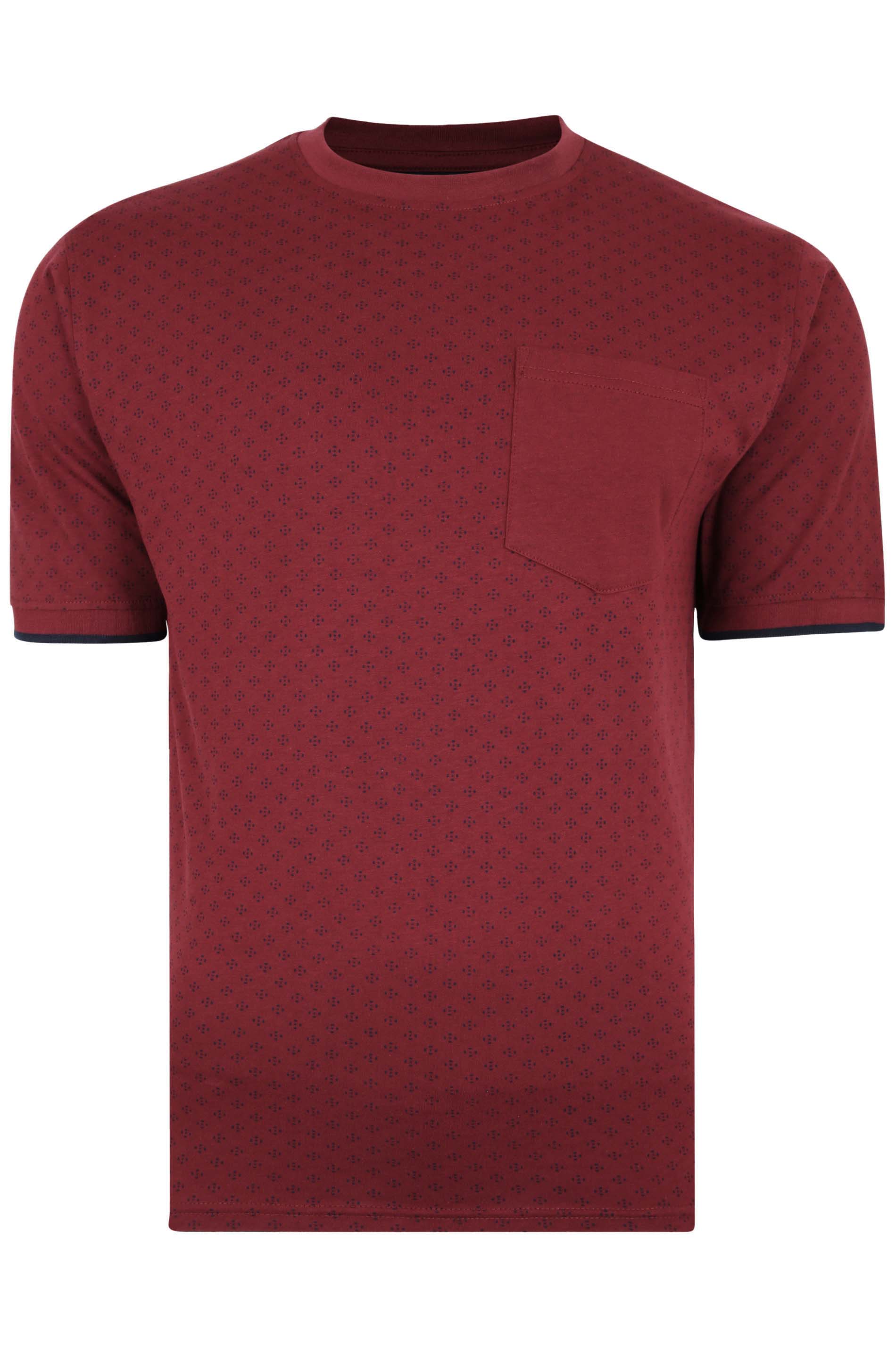 KAM Big & Tall Burgundy Red Dobby Print T-Shirt | BadRhino 2