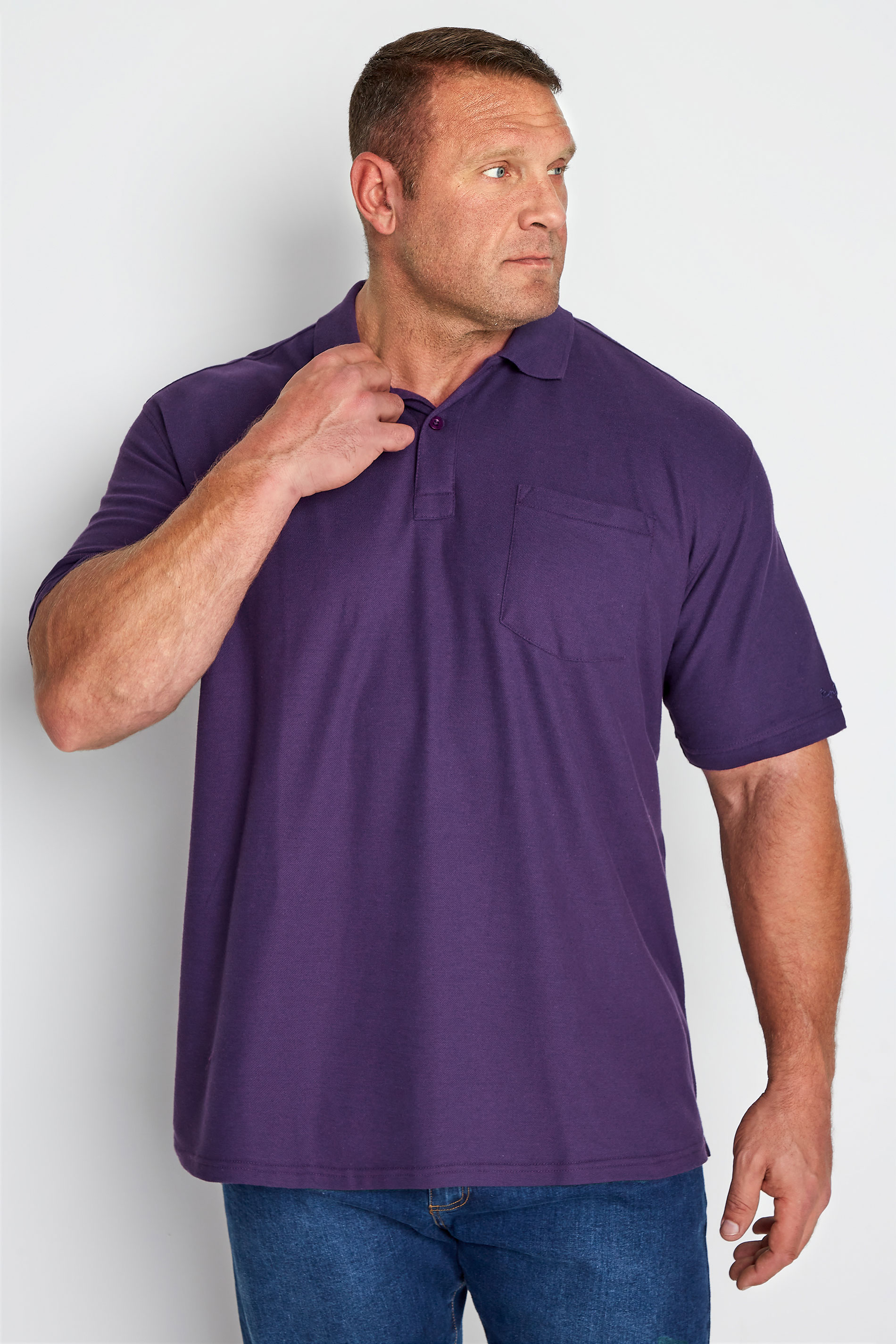 KAM Big & Tall Purple Pocket Polo Shirt 1