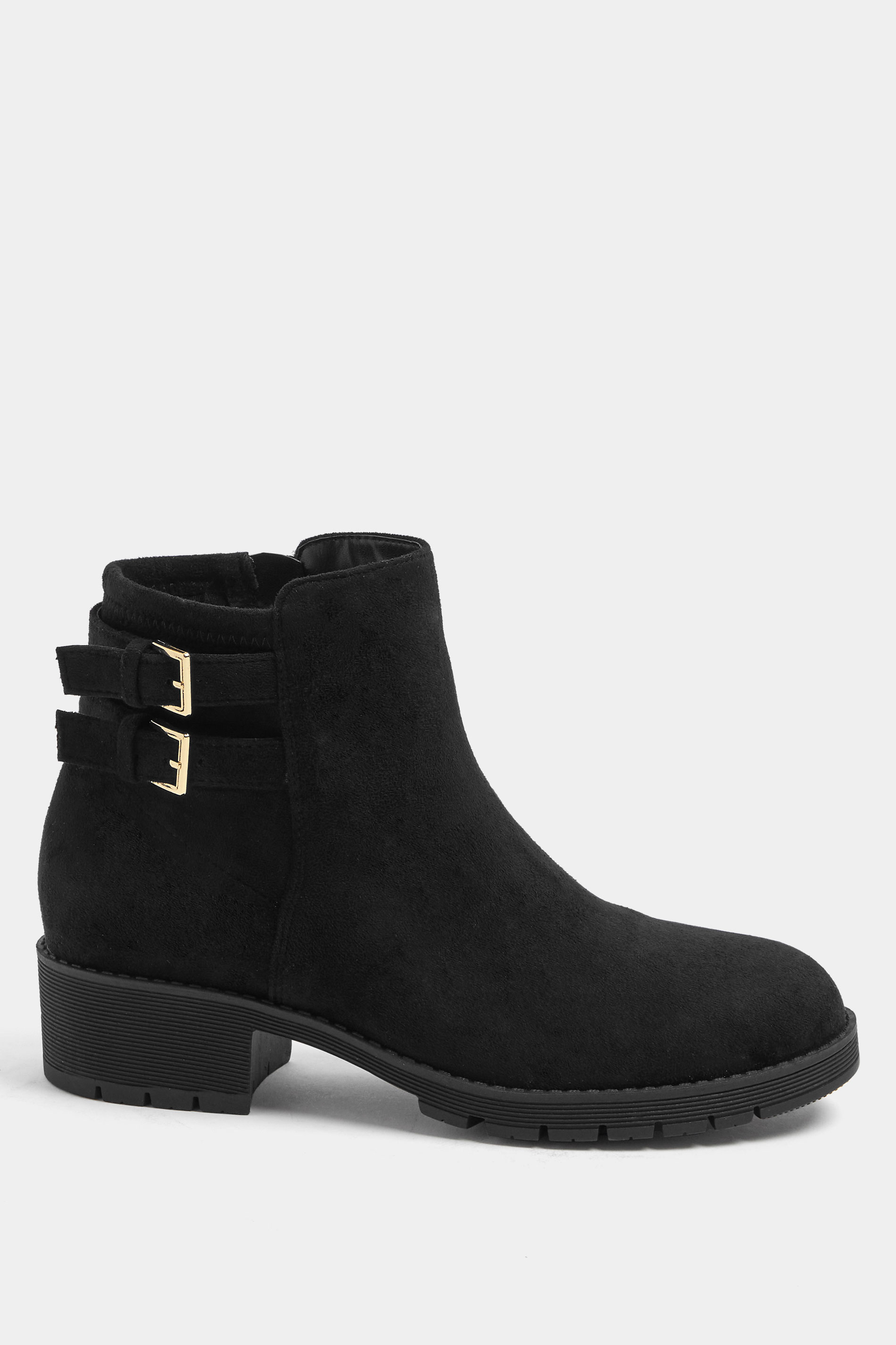 Black Double Buckle Chelsea Boots In Wide E Fit | Yours Clothing 2