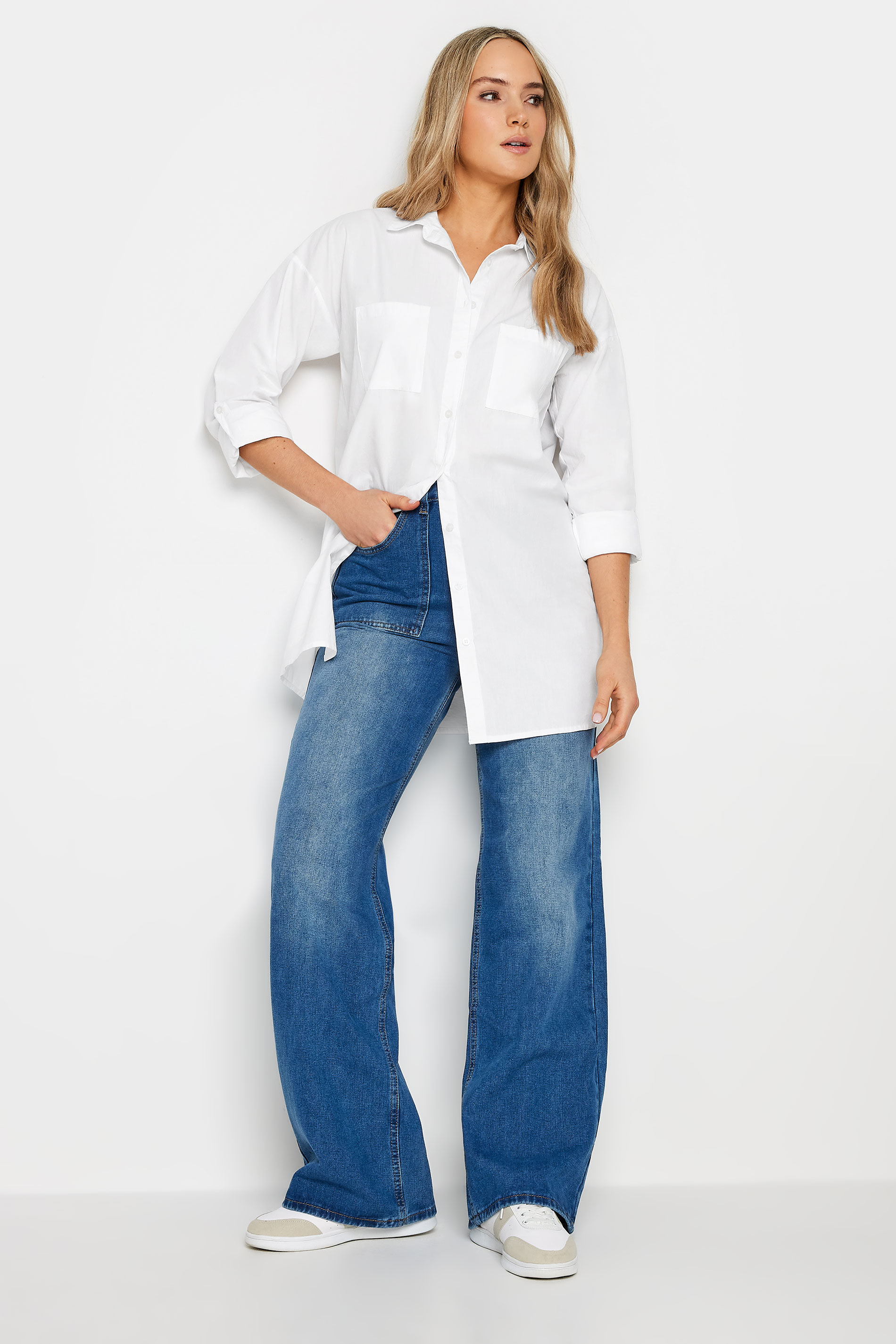 LTS MADE FOR GOOD Tall White Cotton Oversized Shirt | Long Tall Sally 2