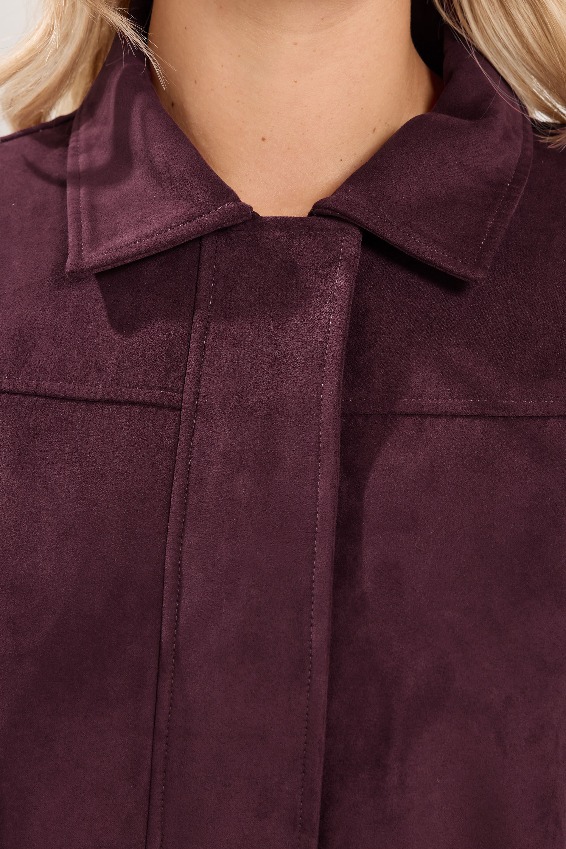 YOURS Plus Size Purple Faux Suede Bomber Jacket | Yours Clothing 5