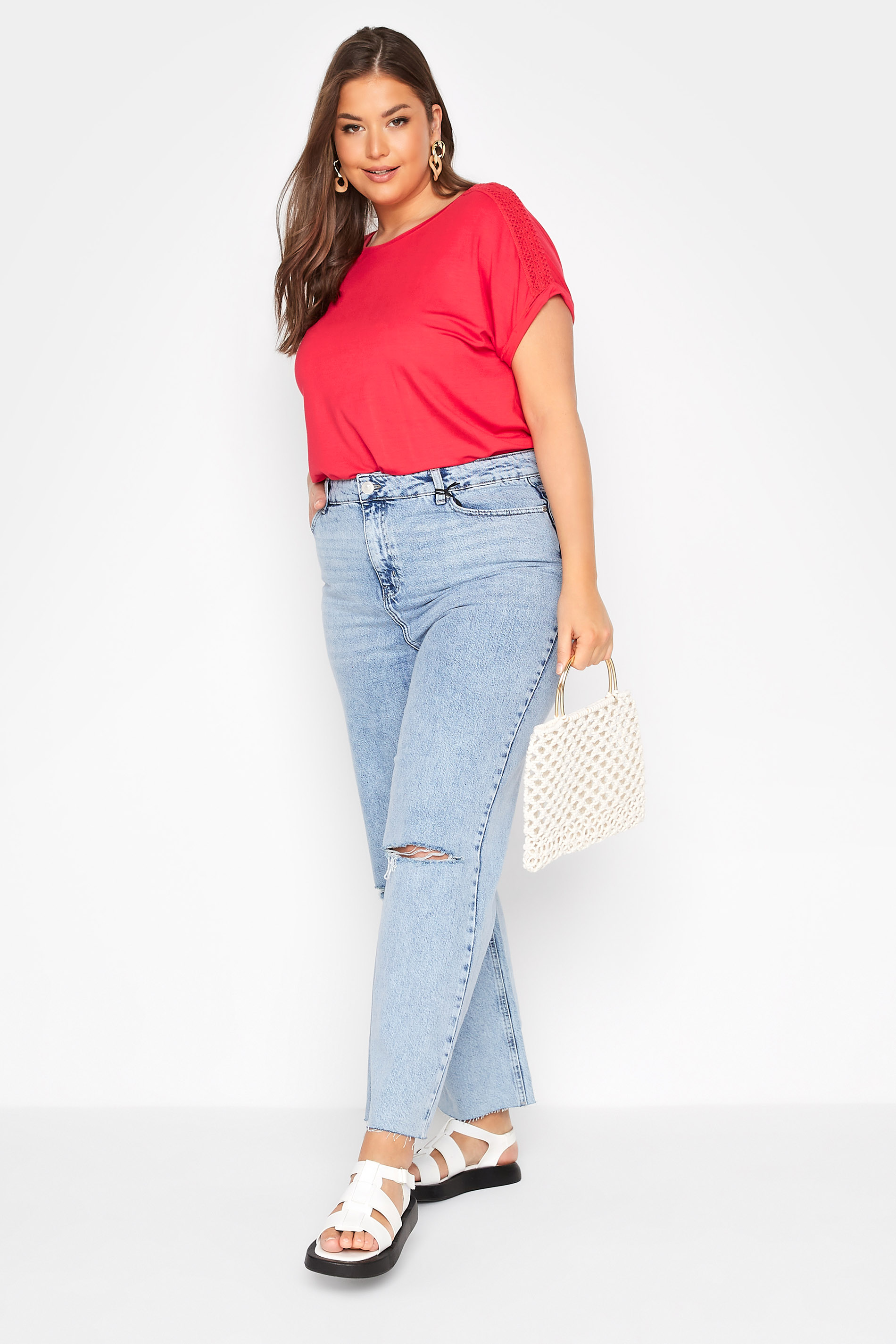 Grande taille  Tops Grande taille  T-Shirts | T-Shirt Rouge en Jersey - WT75489