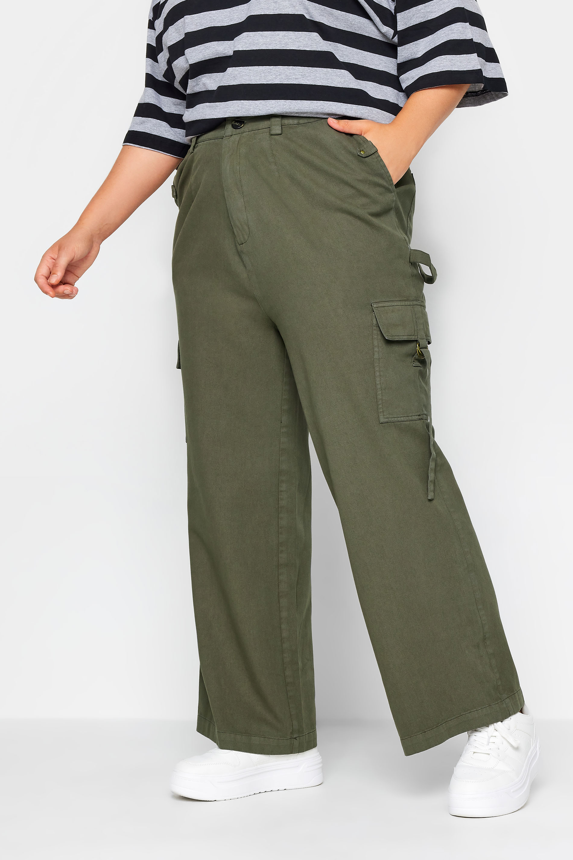 Wide leg twill cargo pants - Women