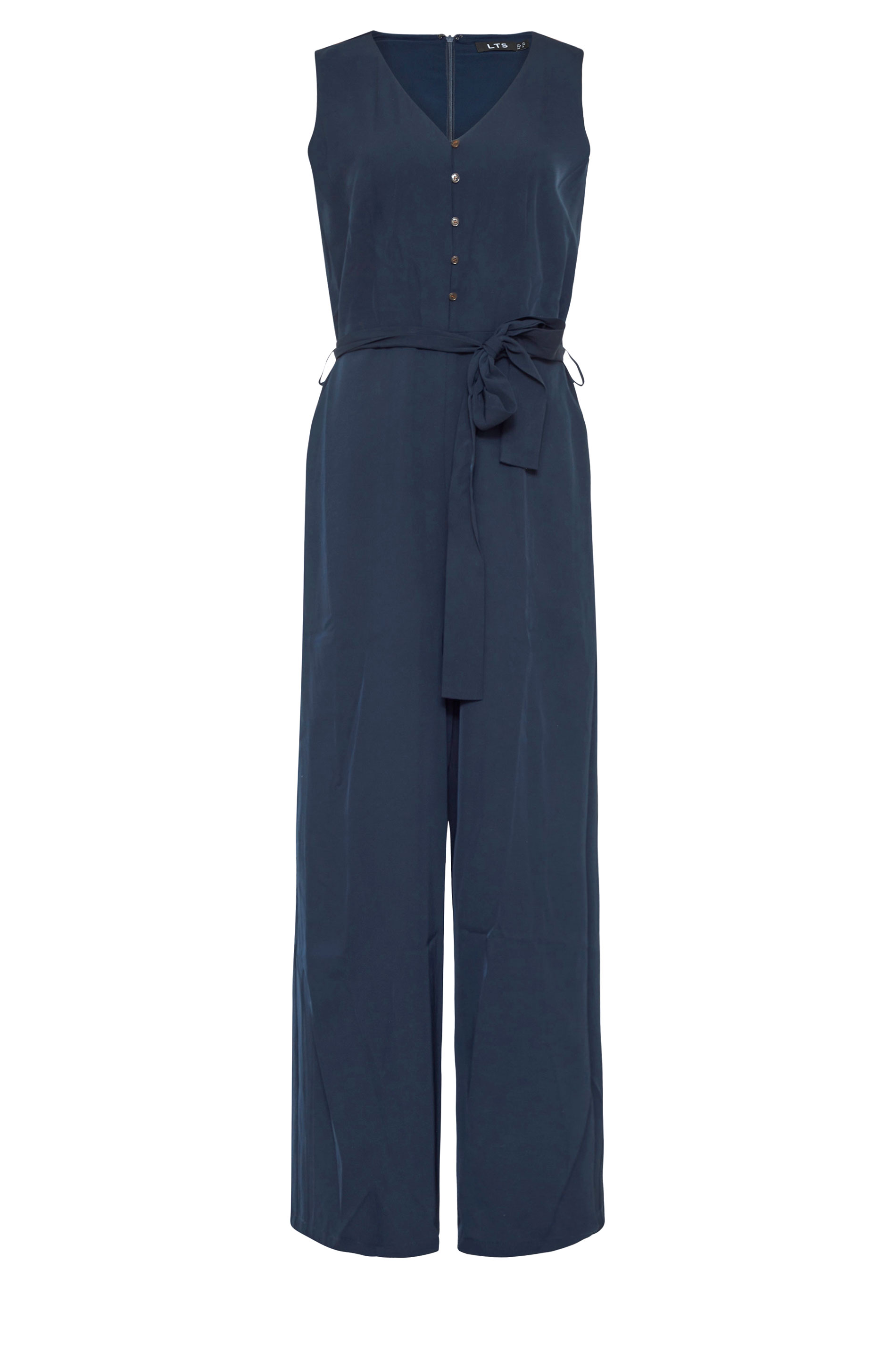 LTS Navy Blue Button Belted Cropped Jumpsuit | Long Tall Sally