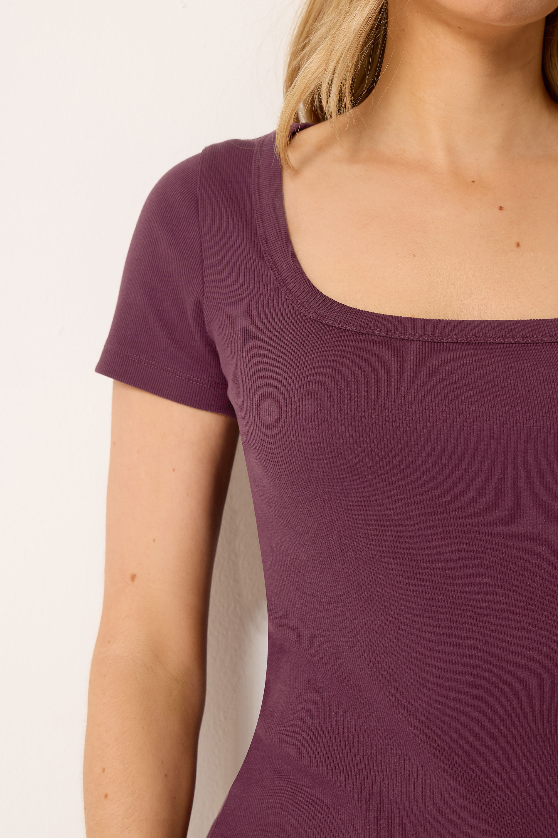 LTS Tall 2 PACK Burgundy Red & White Ribbed T-Shirts | Long Tall Sally 6