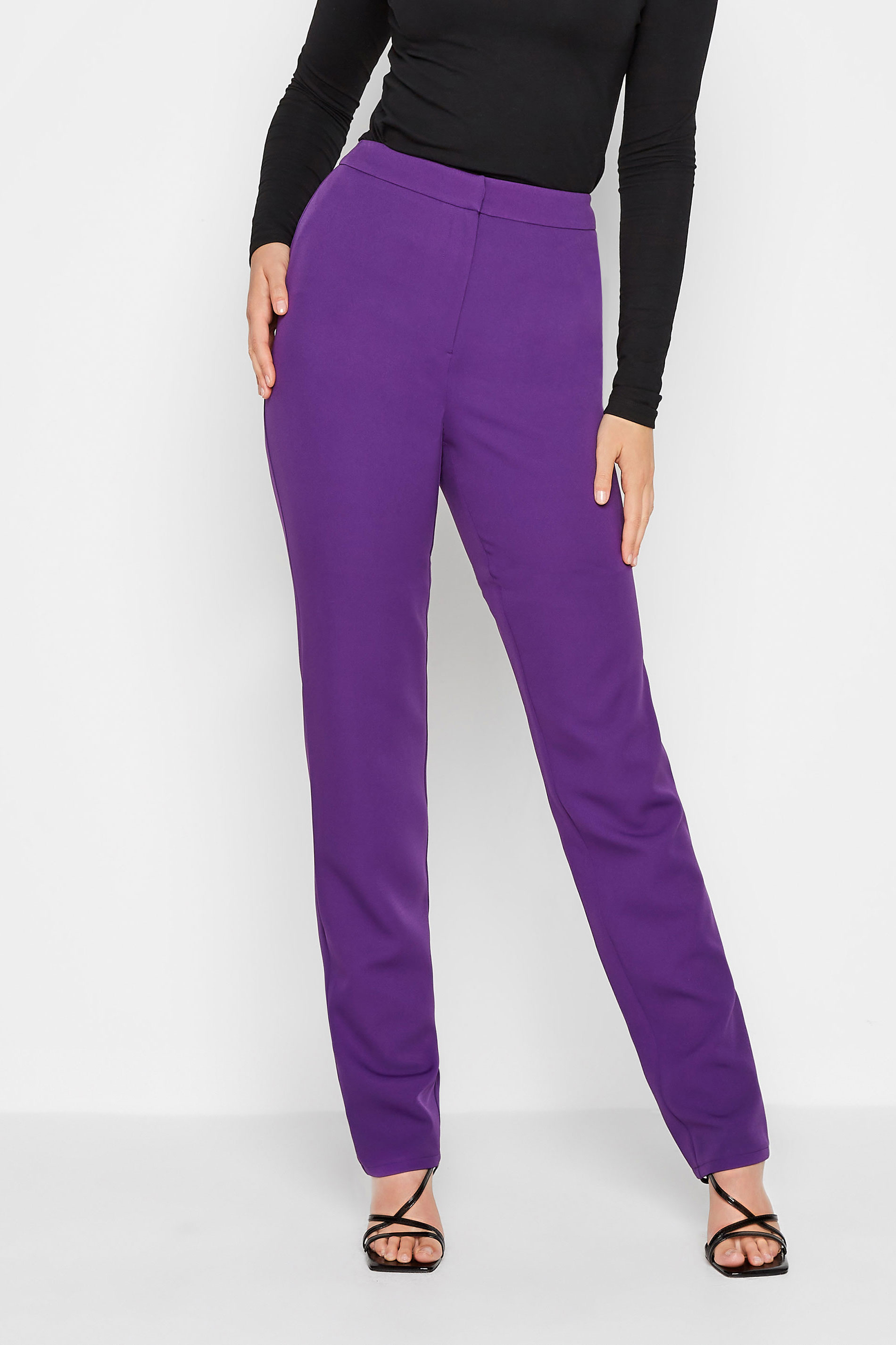 LTS Tall Women's Purple Scuba Crepe Slim Leg Trousers | Long Tall Sally  1