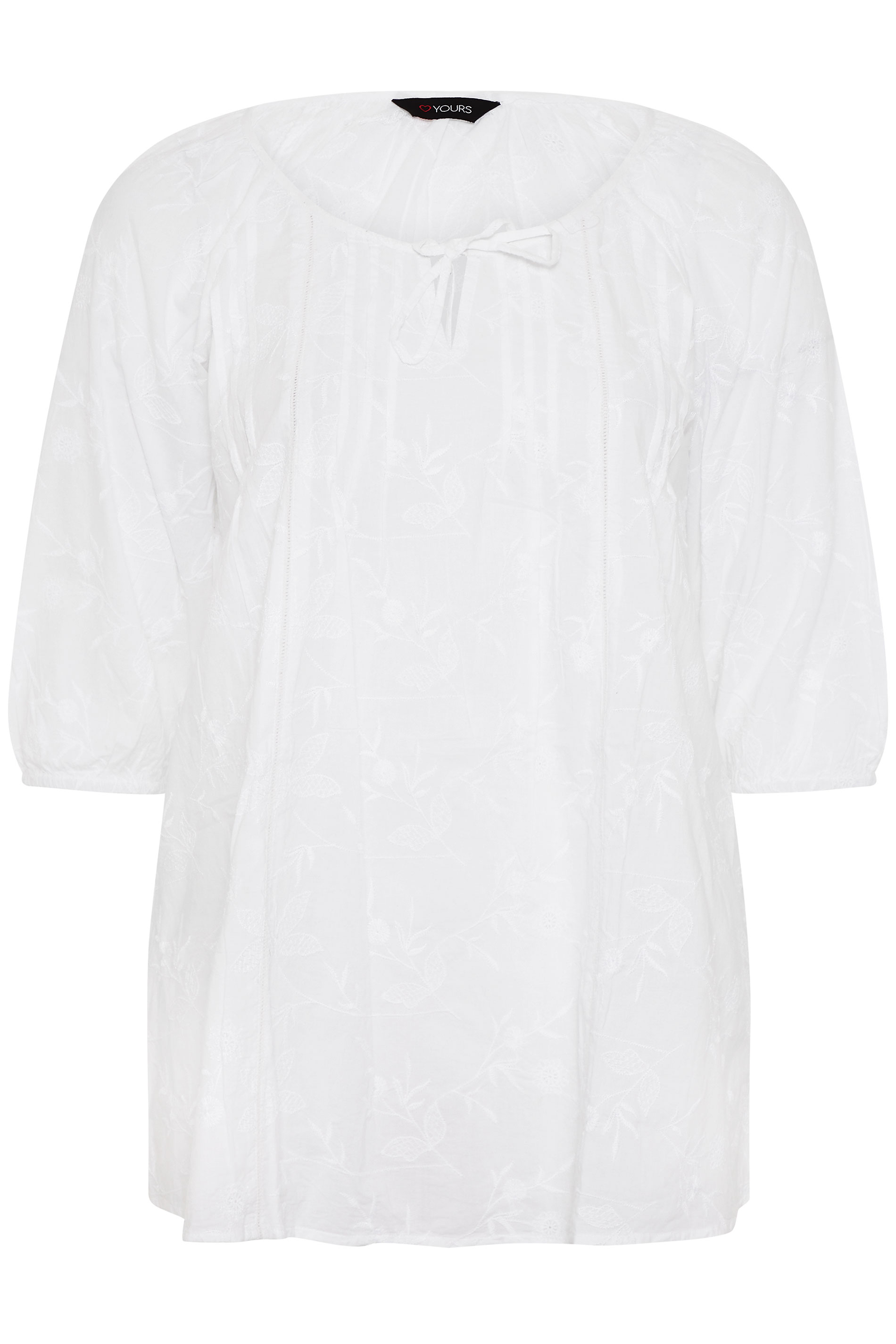 White Embroidered Tie Front Gypsy Top 