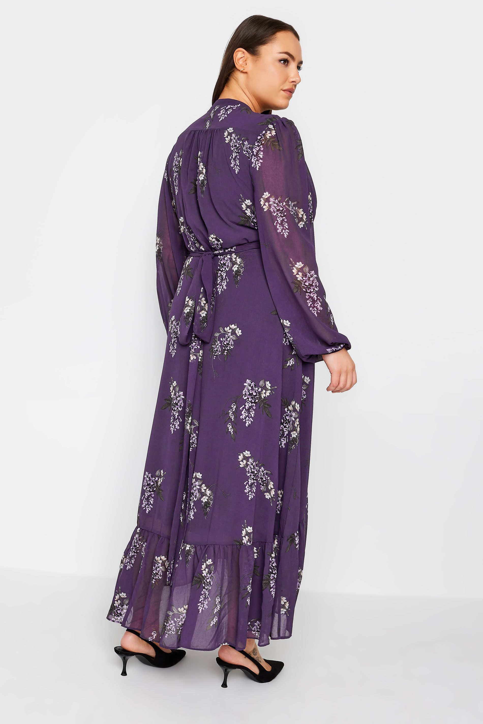 City Chic Purple Floral Wrap Midi Dress 3