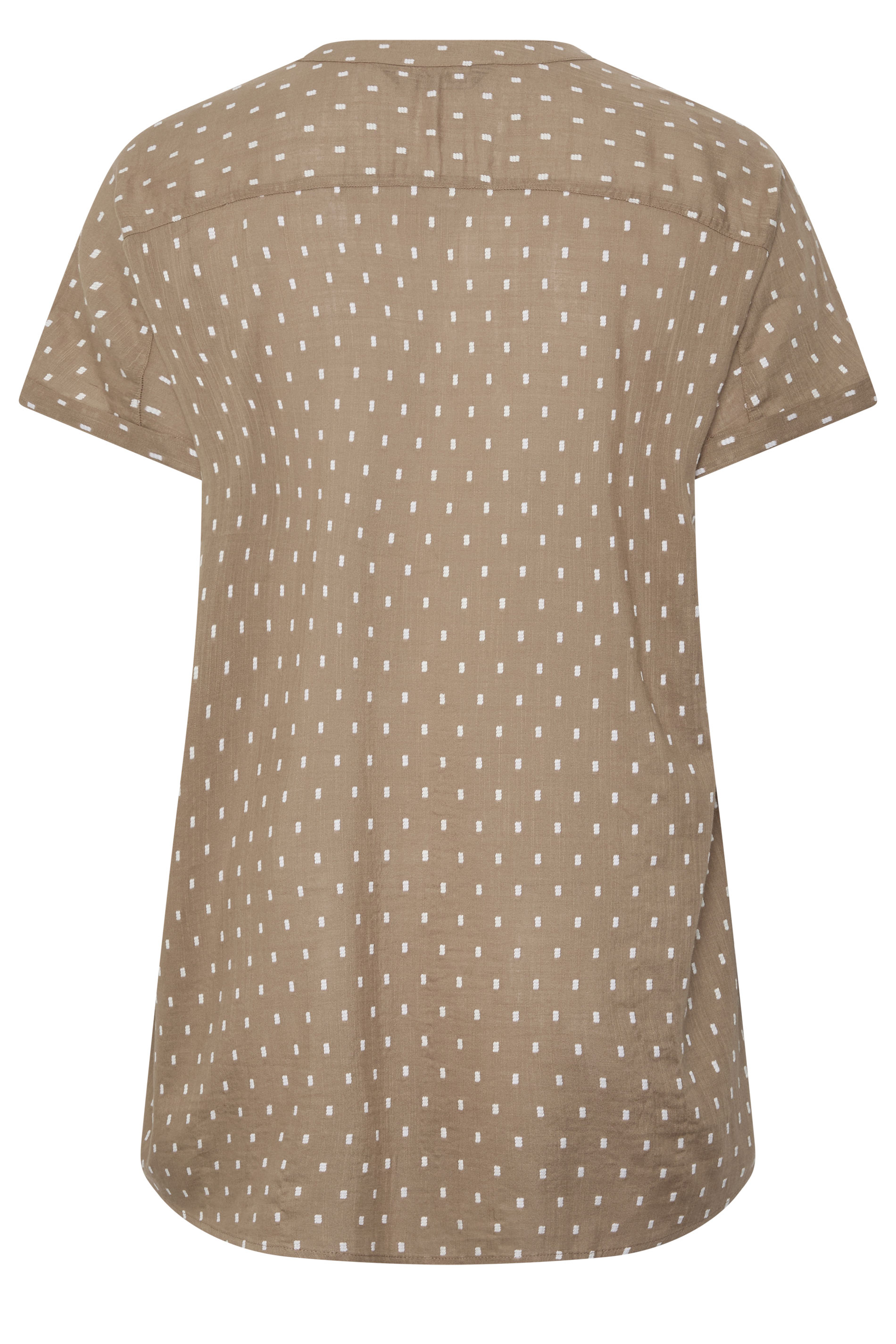 YOURS Curve Mocha Brown Notch Neck Dobby Blouse | Yours Clothing 6