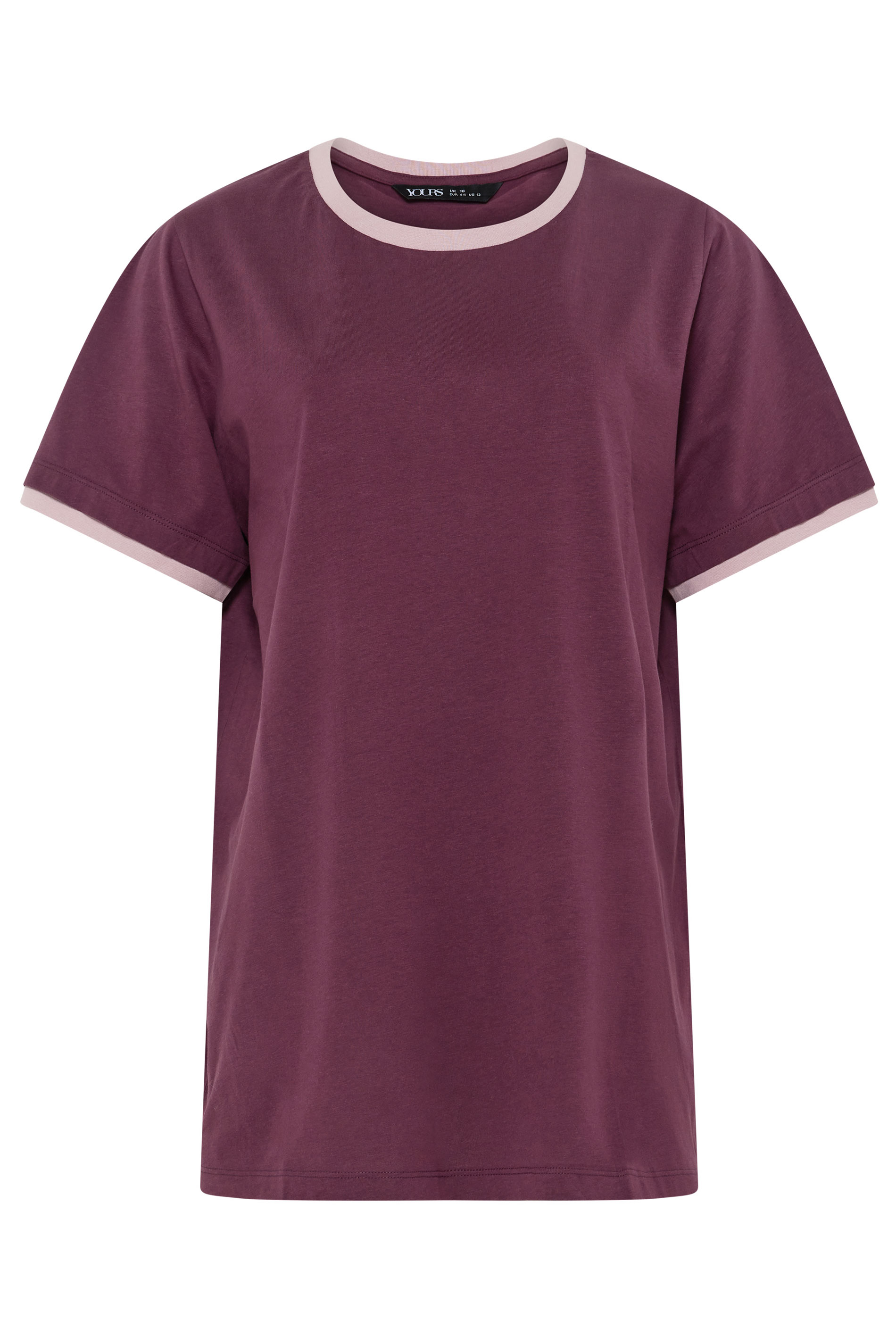 YOURS Plus Size Purple Contrast Trim T-Shirt | Yours Clothing 5