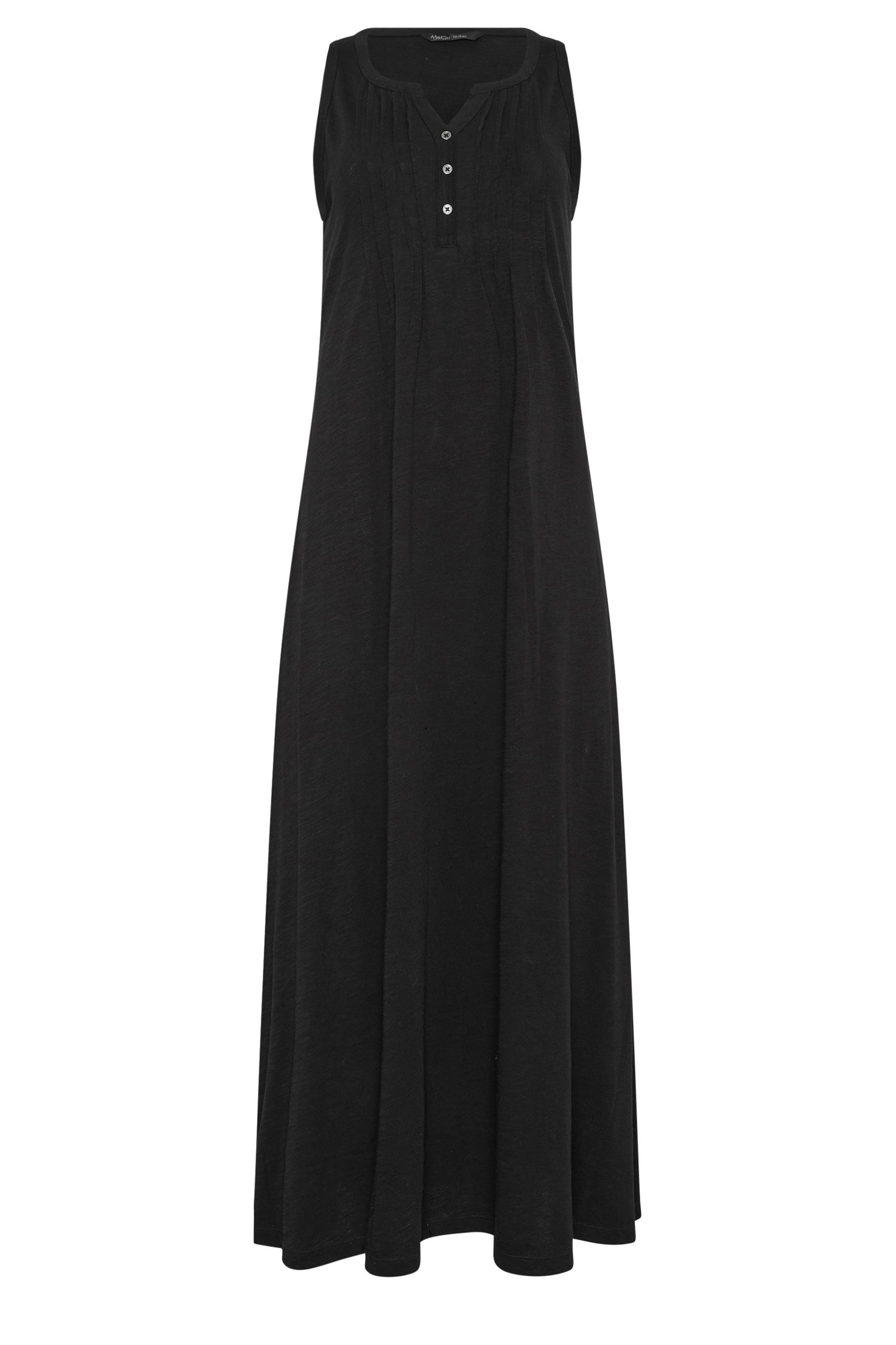 M&Co Petite Black Sleeveless Cotton Henley Maxi Dress | M&Co 5