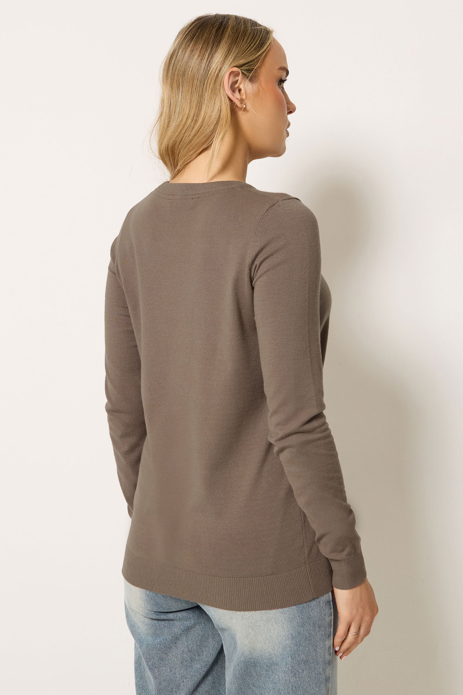 LTS Tall Women's Mocha Brown Knitted Crew Neck Jumper | Long Tall Sally 2