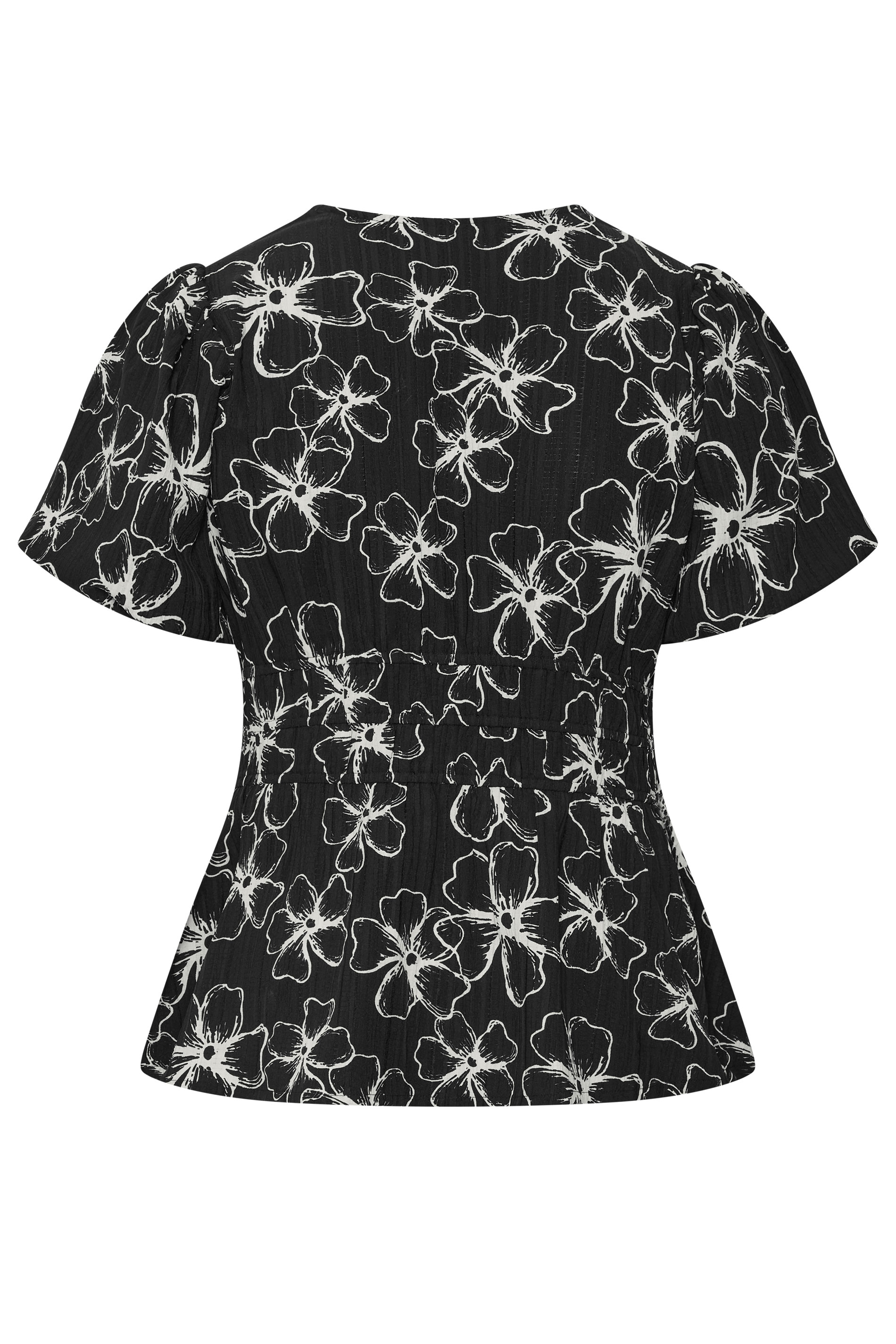 YOURS Plus Size Black Floral Print Puff Sleeve Blouse | Yours Clothing 6