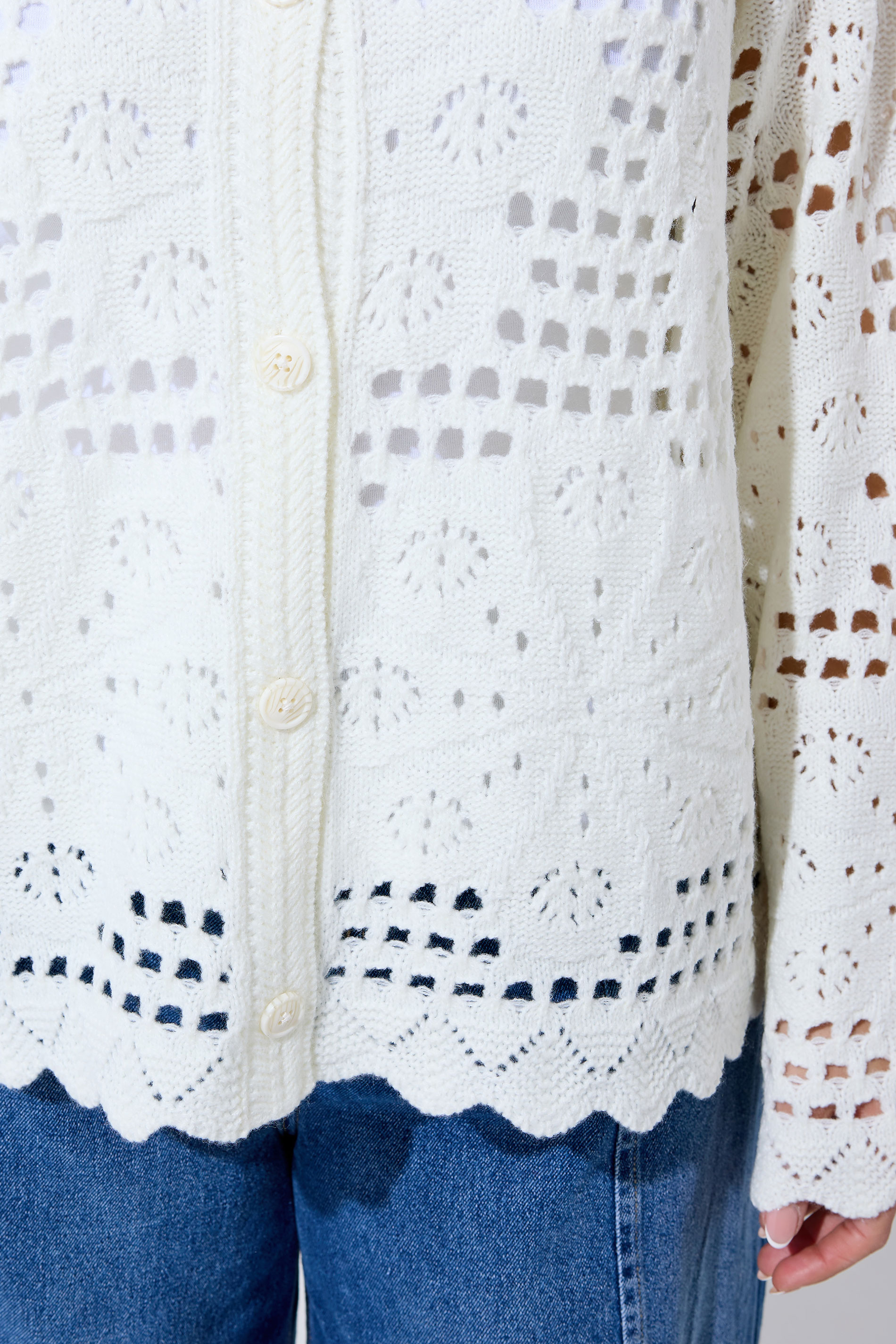 LIMITED COLLECTION Plus Size Ivory White Floral Crochet Cardigan | Yours Clothing 4
