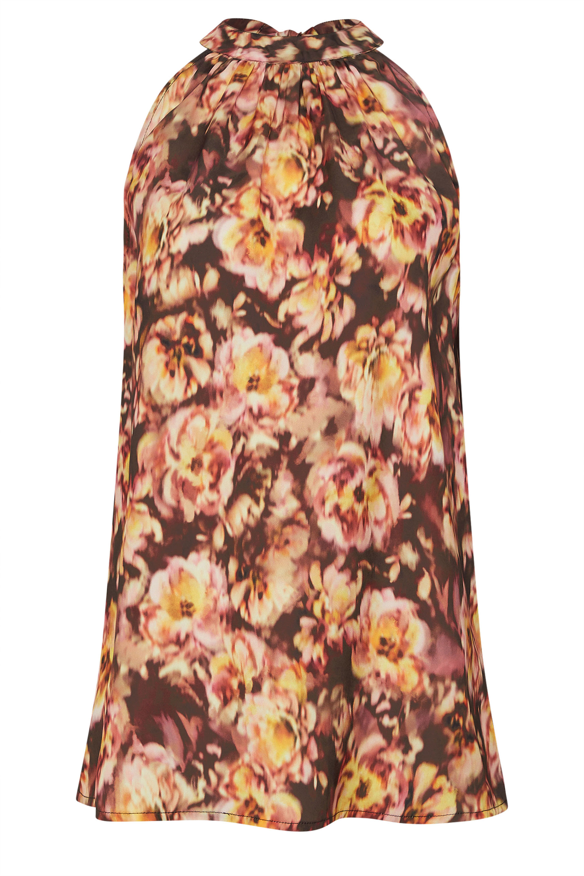 LTS Tall Women's Rust Orange Floral Satin Halterneck Top | Long Tall Sally 5