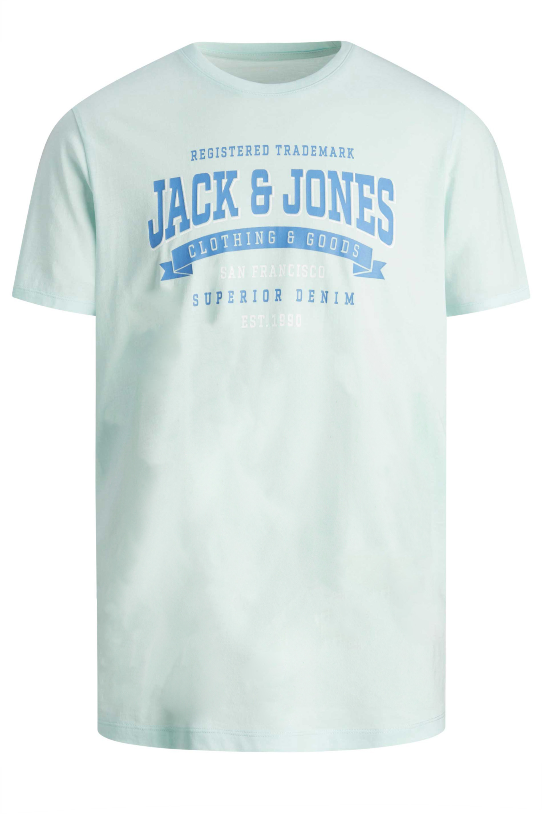 JACK & JONES Big & Tall Sea Blue 'San Francisco' Logo T-Shirt | BadRhino 2