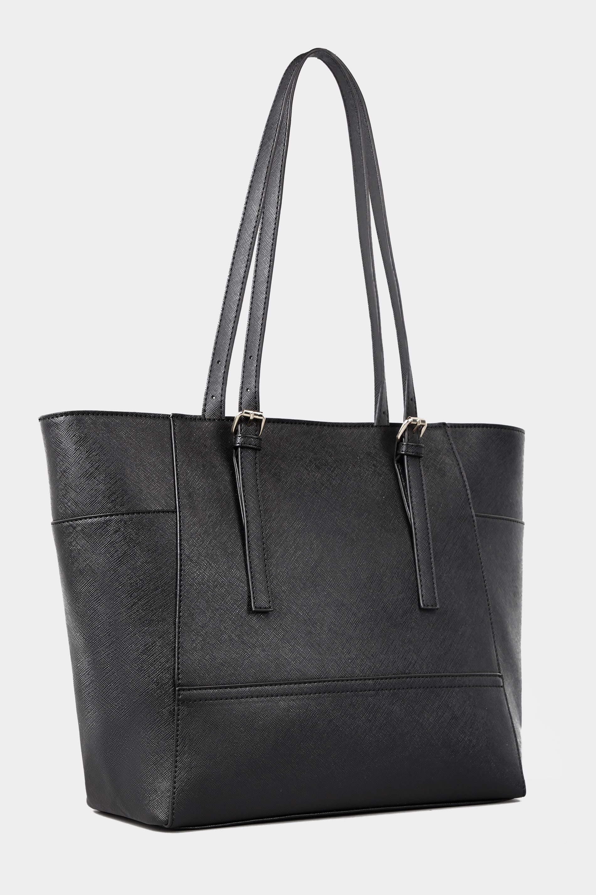 Black Buckle Detail Tote Bag | Long Tall Sally