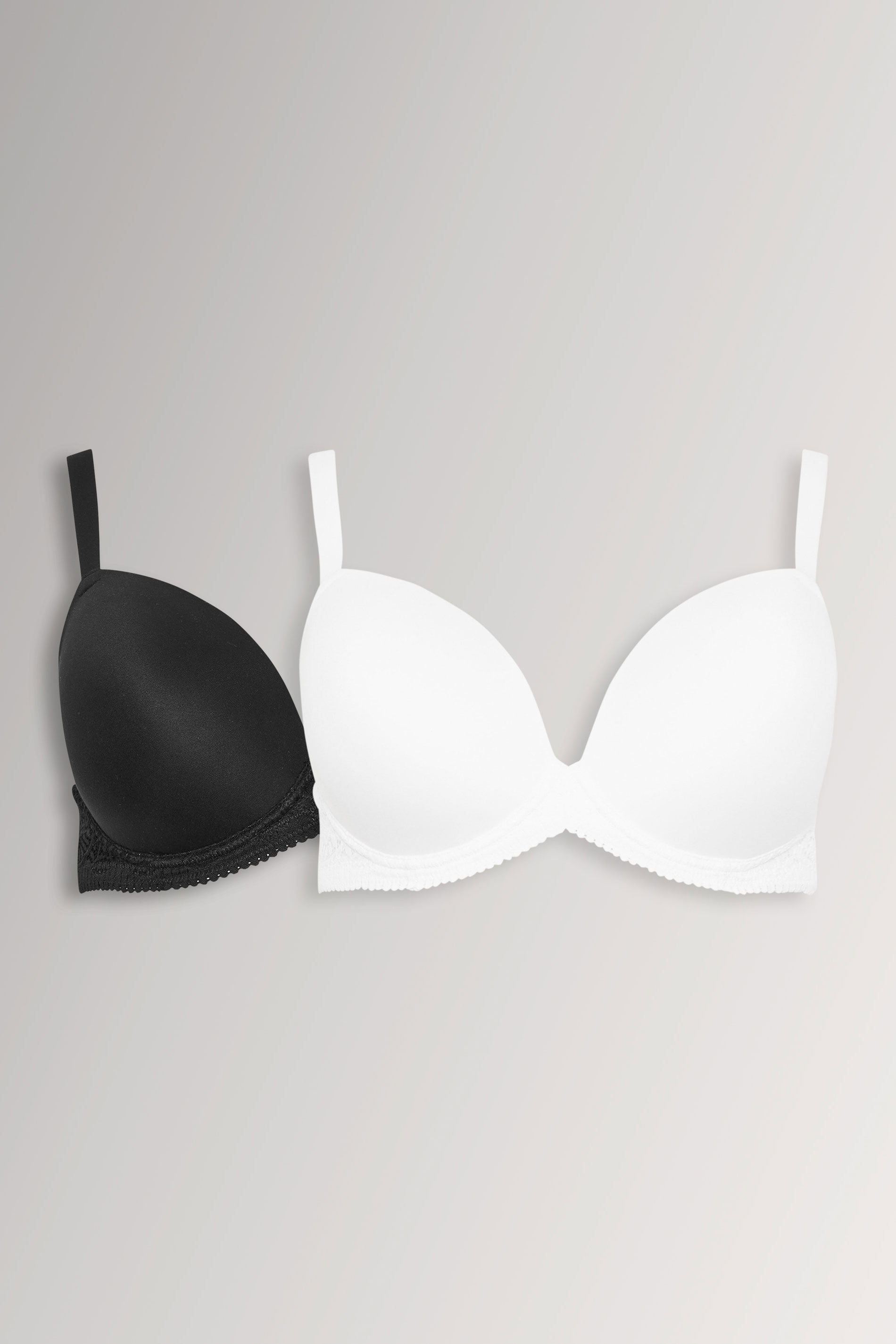 YOURSET 2 PACK Plus Size White & Black Soft Touch Moulded Underwired T-Shirt Bras | Yours Clothing 3