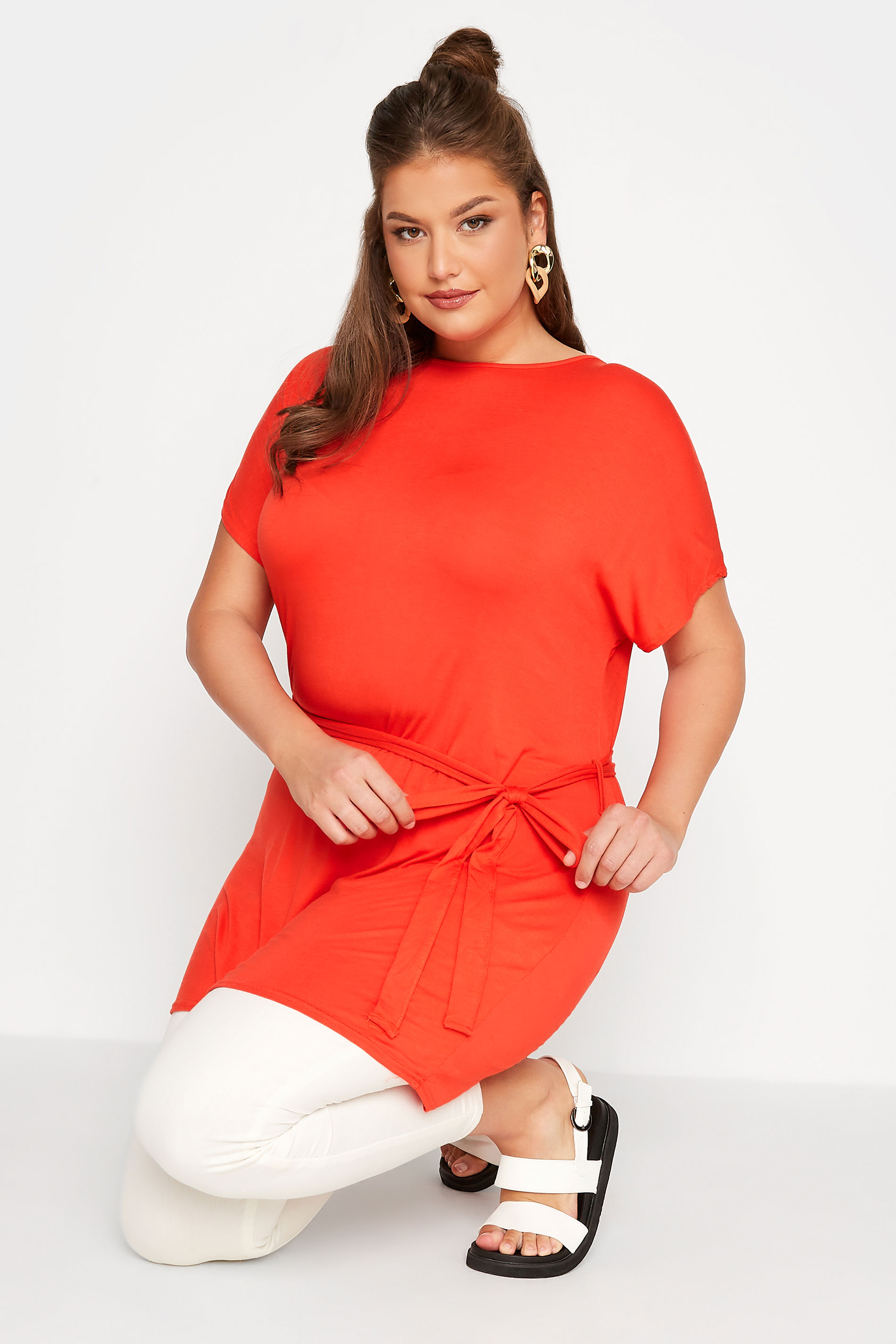 Grande taille  Tops Grande taille  Tops Casual | LIMITED COLLECTION Curve Orange Waist Tie Top - DY02837