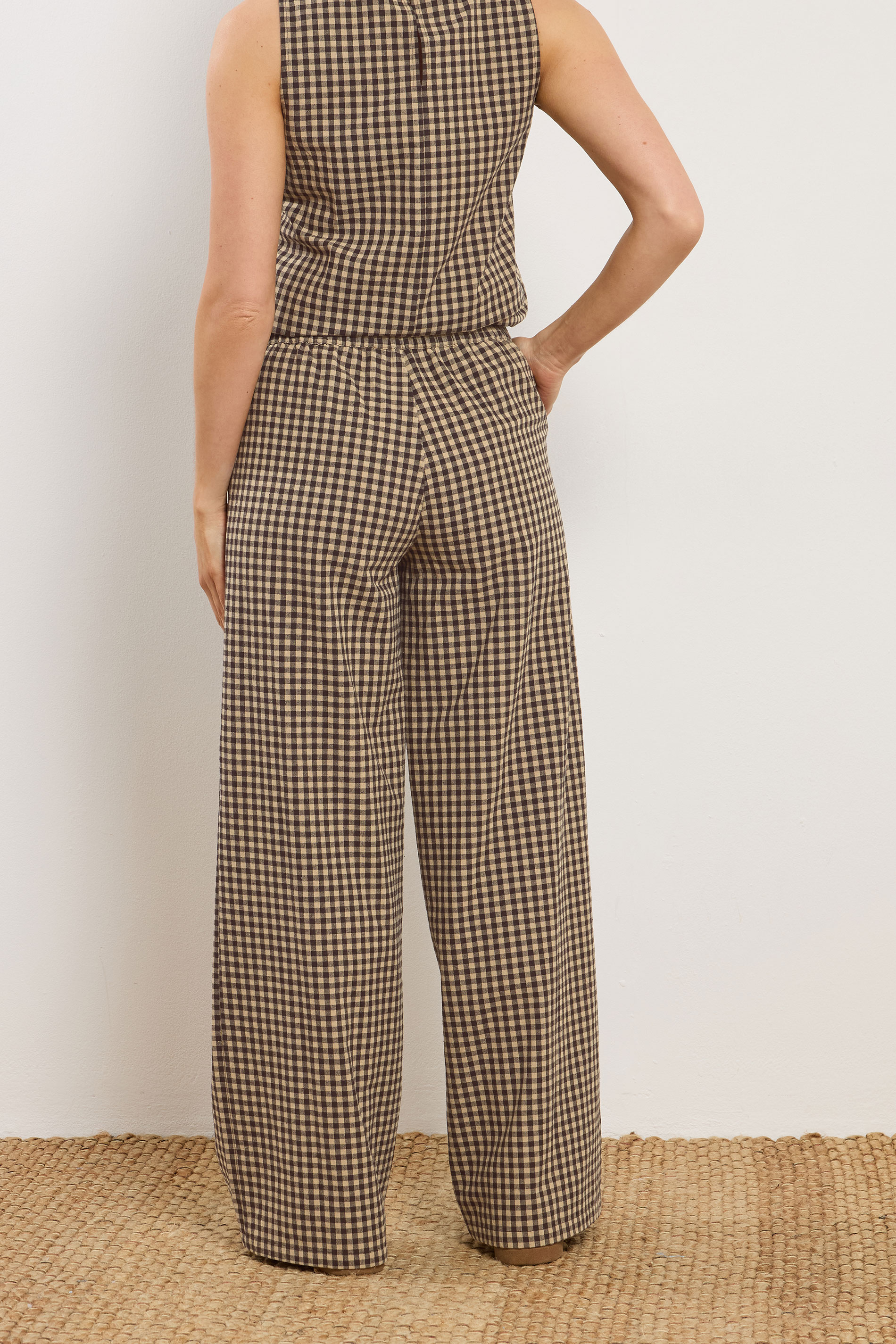 LTS Tall Women's Brown Gingham Print Wide Leg Trousers | Long Tall Sally 2