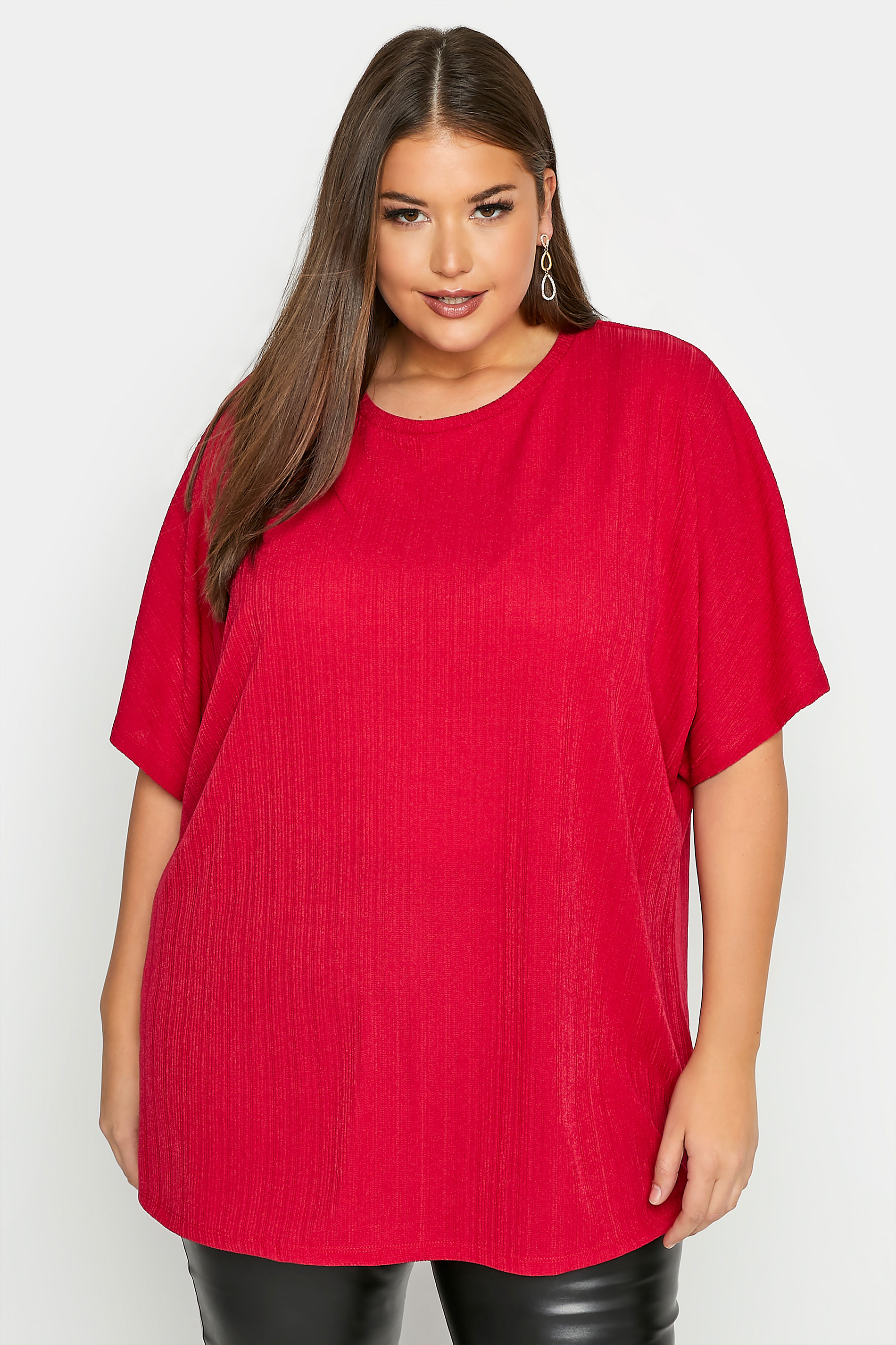 Curve Red Ribbed Swing T-Shirt 1