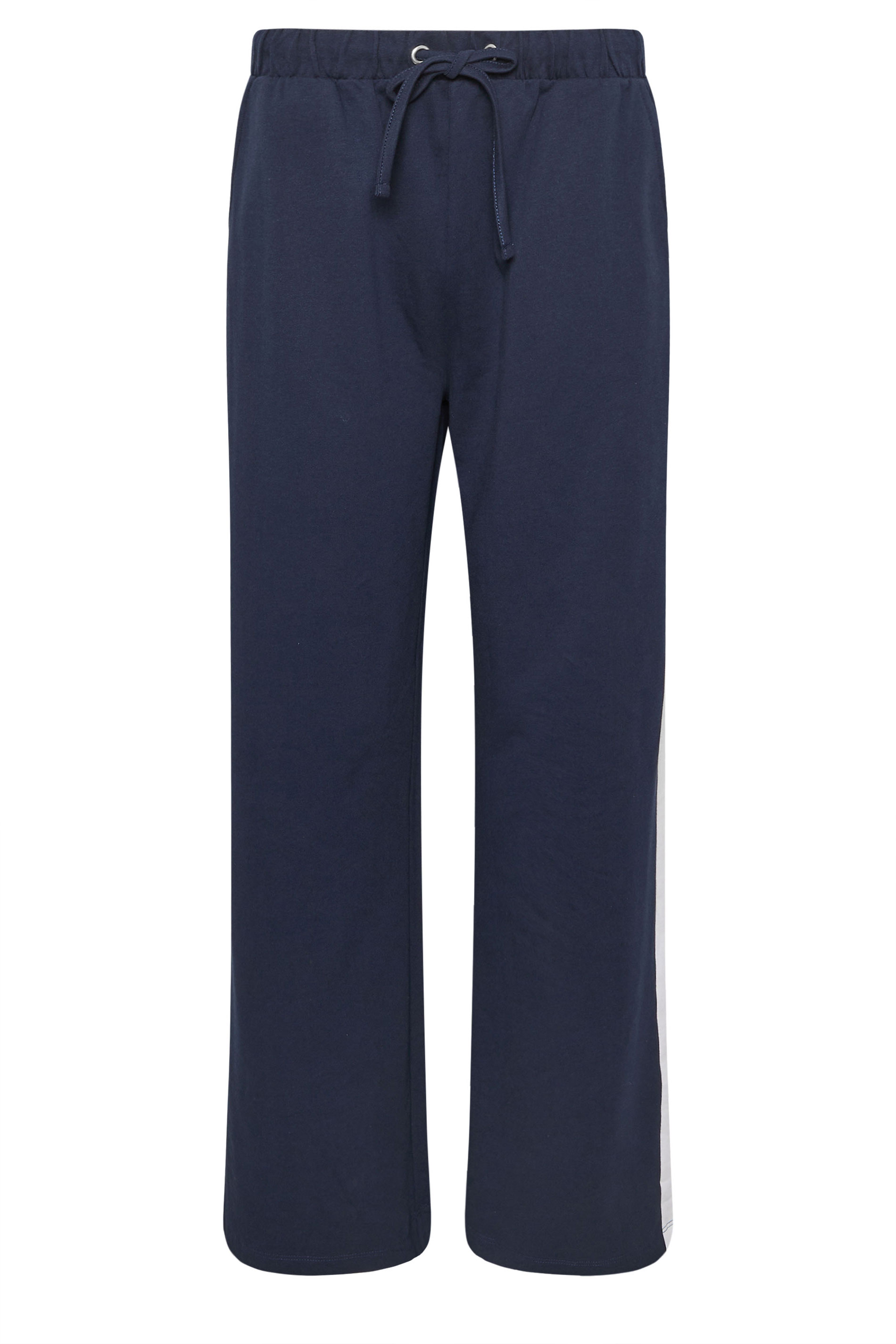 M&Co Navy Blue & White Side Stripe Cotton Wide Leg Joggers | M&Co 5