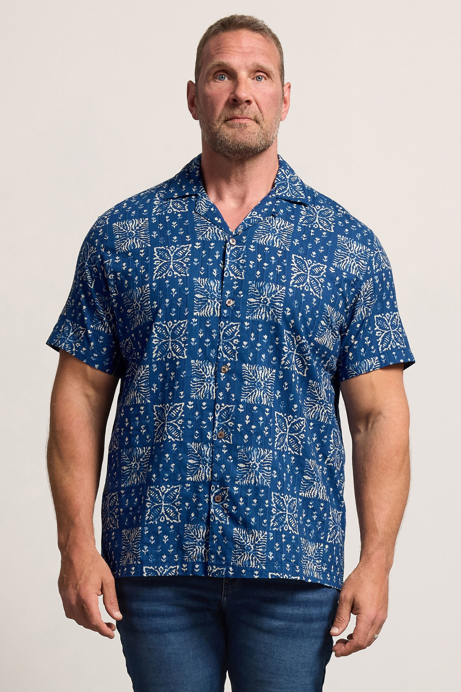 JACK & JONES Big & Tall Navy Blue Resort Shirt | BadRhino 3
