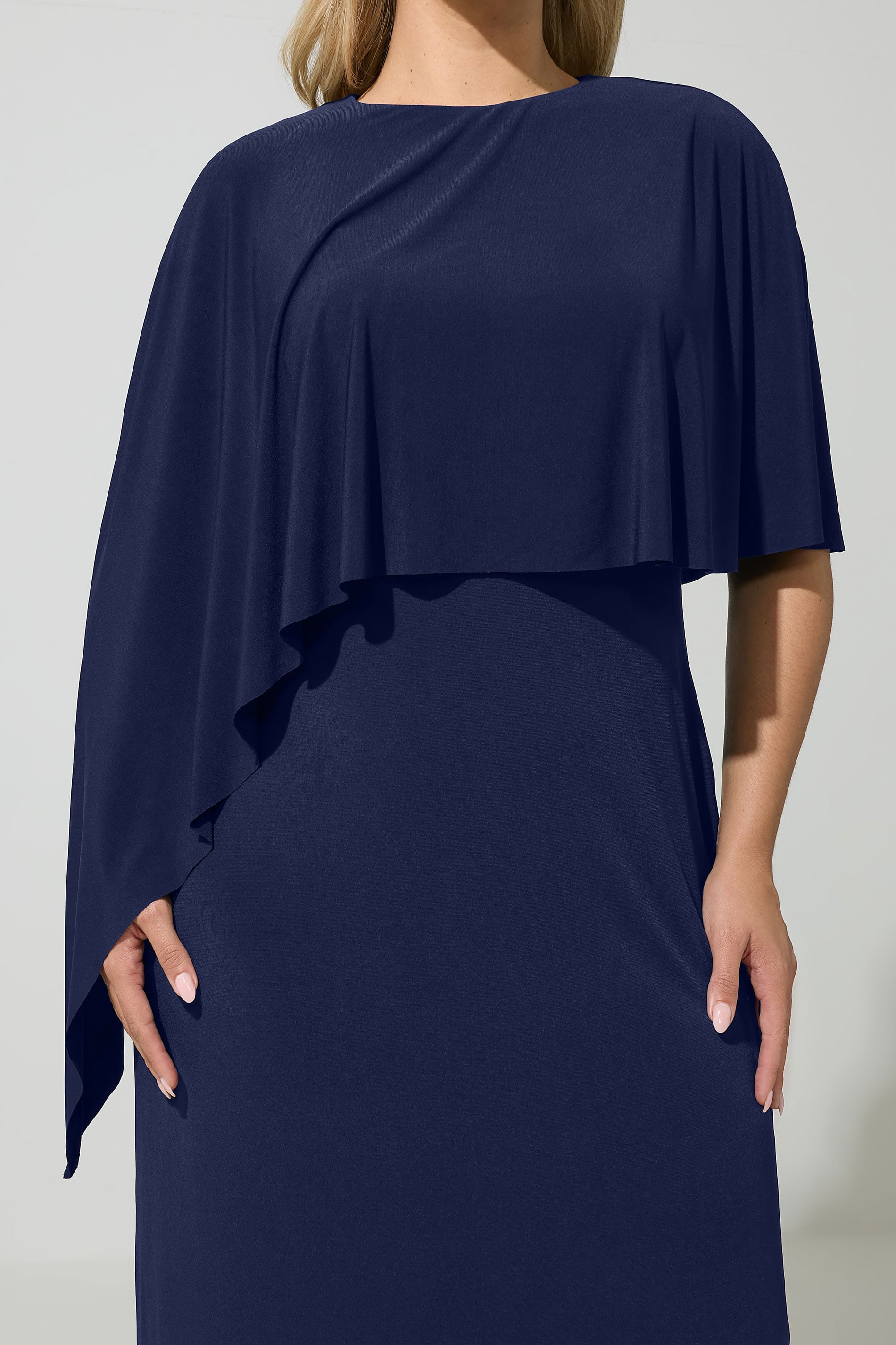 YOURS LONDON Plus Size Navy Blue Maxi Cape Dress | Yours Clothing 4
