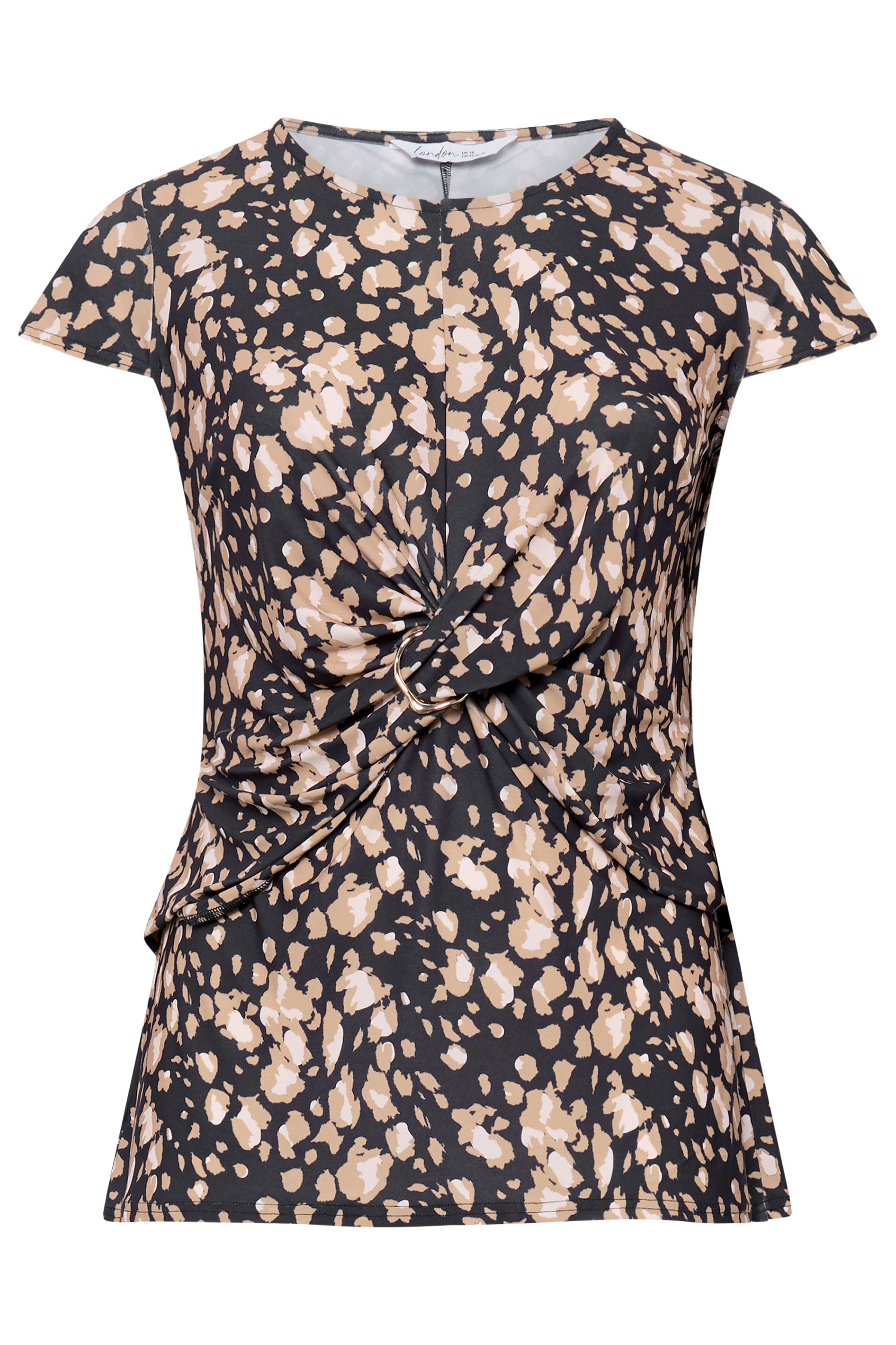 YOURS LONDON Plus Size Black Animal Print Twist Buckle Top | Yours Clothing 5