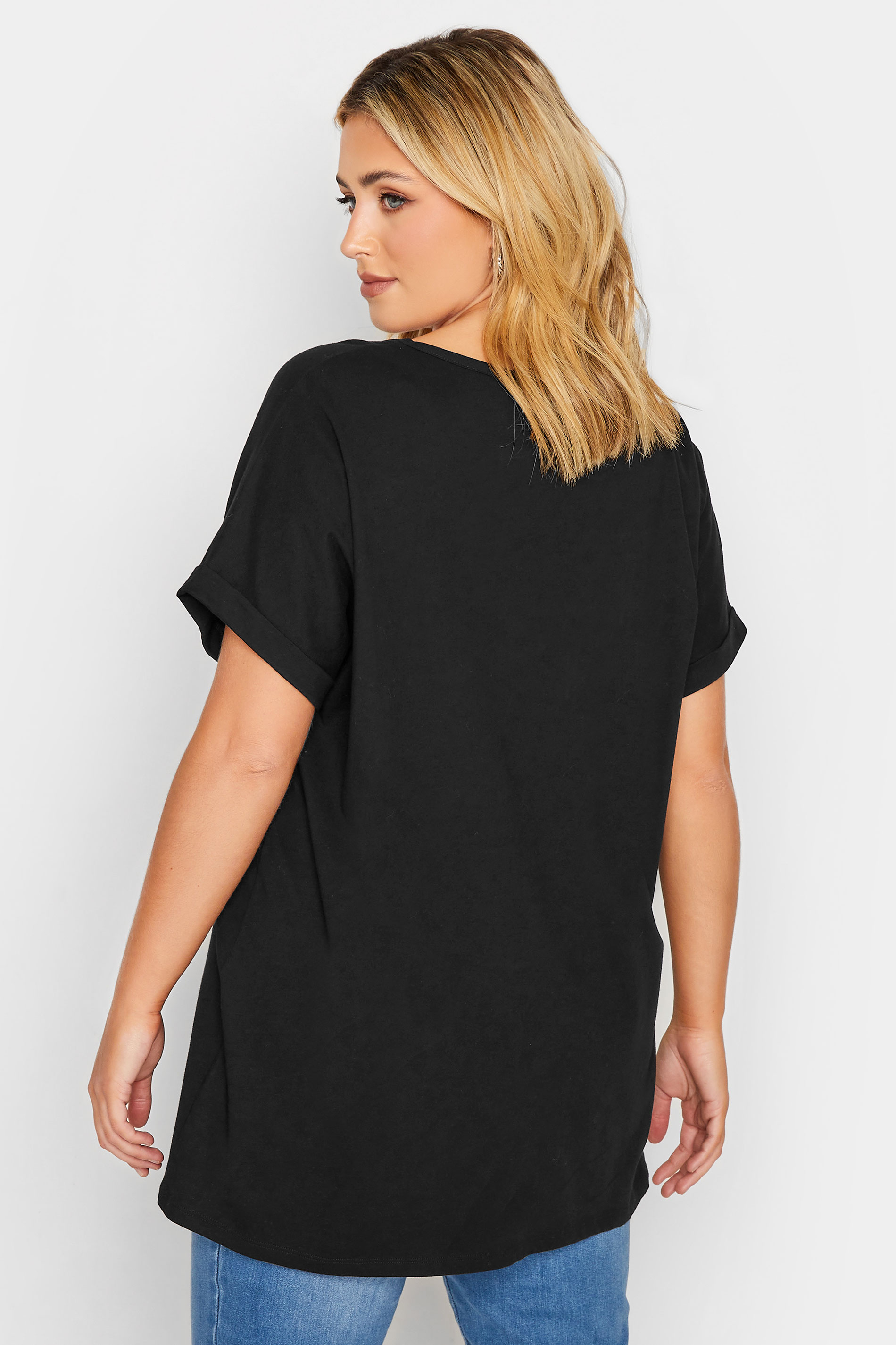 YOURS Plus Size Black Cut Out T-Shirt | Yours Clothing 3