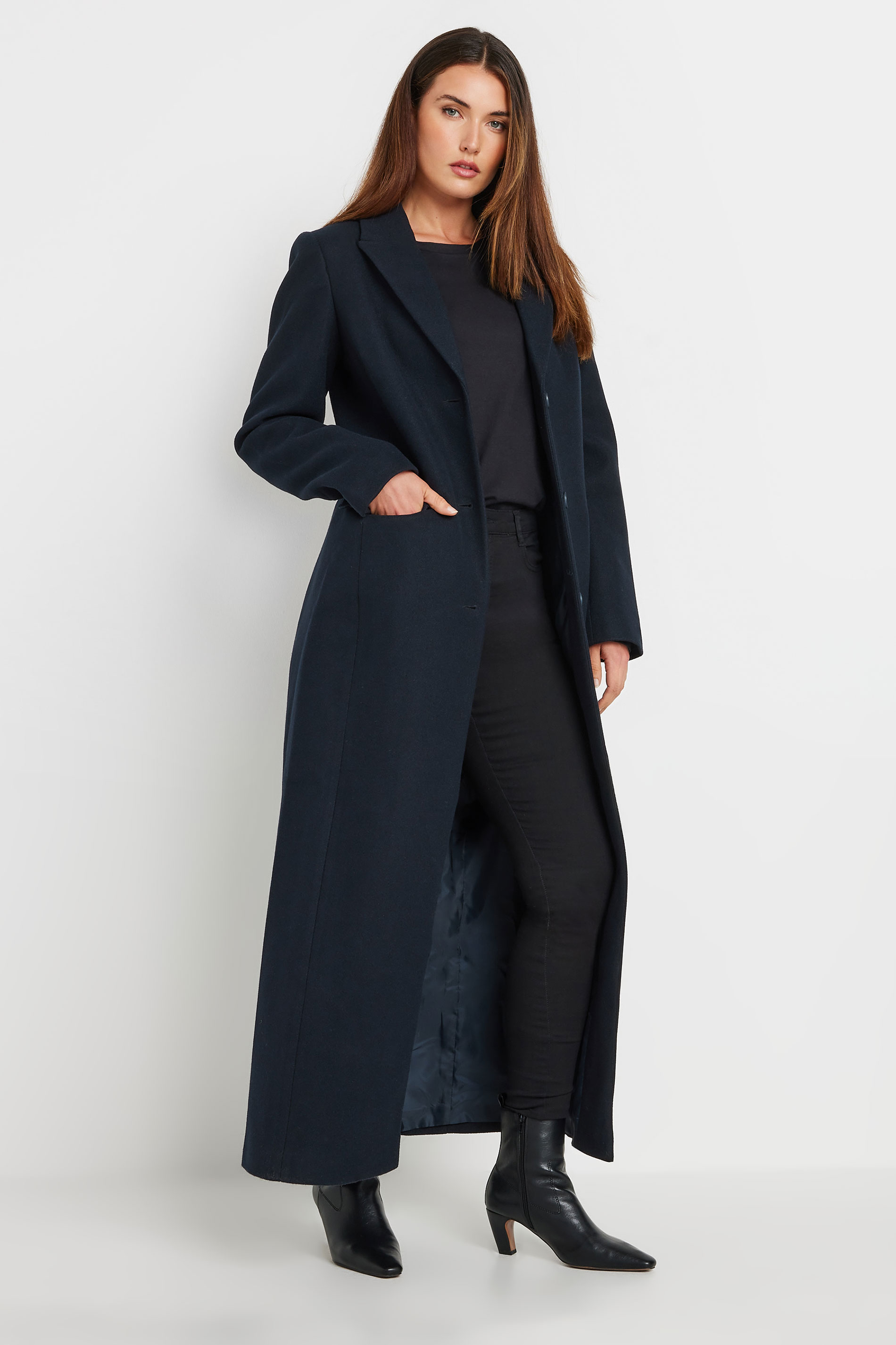 LTS Tall Navy Blue Maxi City Coat | Long Tall Sally 1