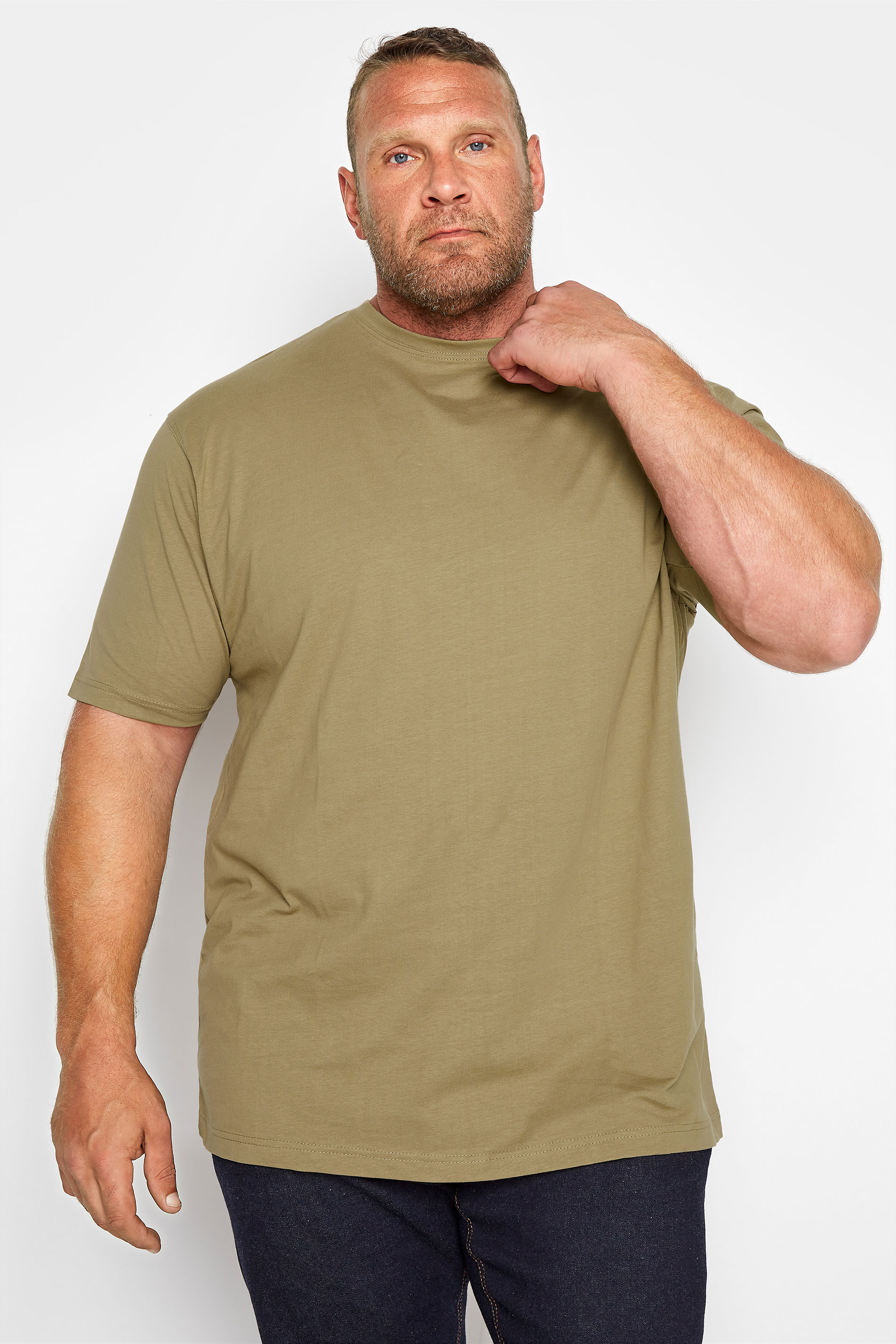 KAM Big & Tall Olive Green Plain T-Shirt 1
