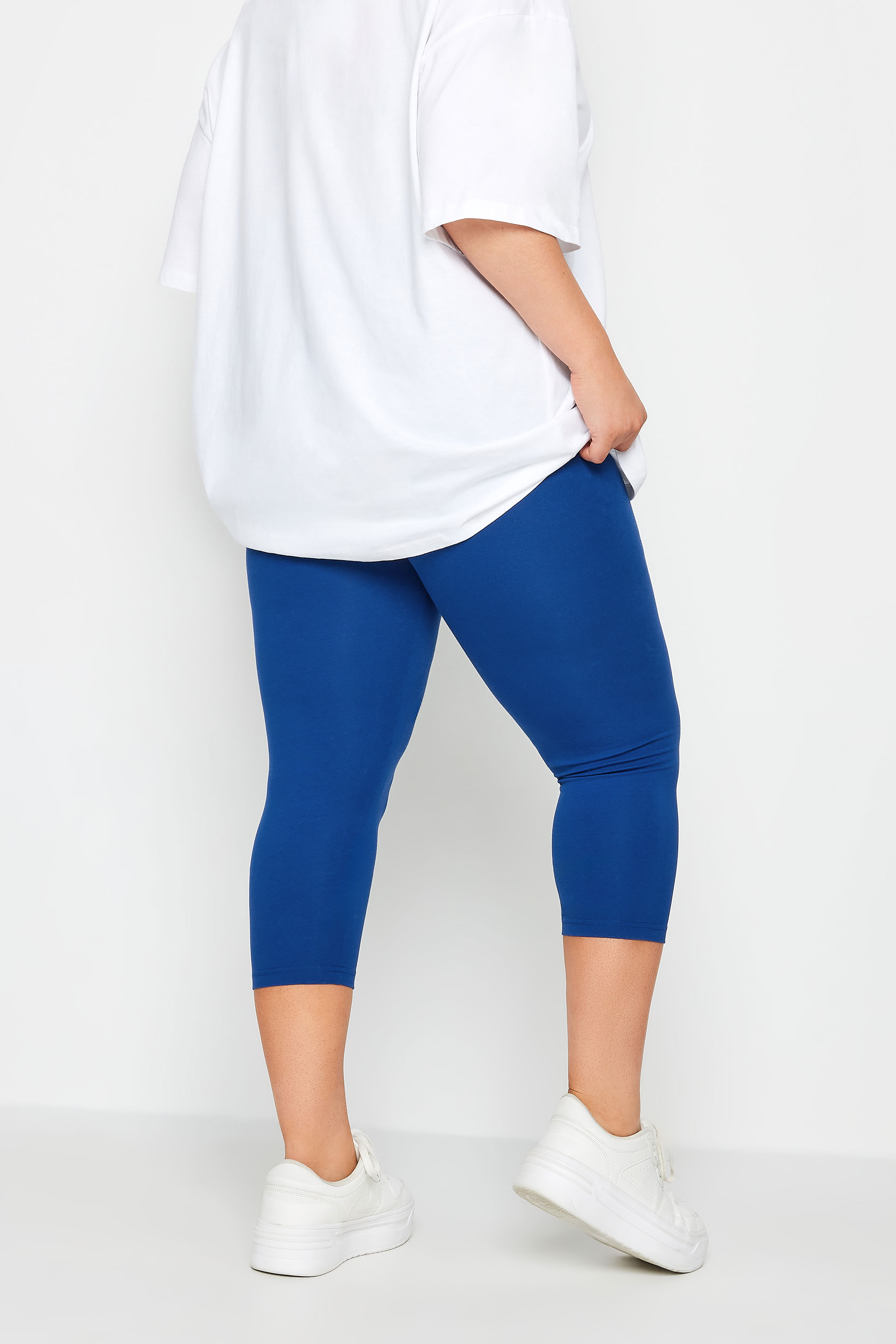 YOURS Plus Size Cobalt Blue Cropped Leggings | Yours Clothing 3
