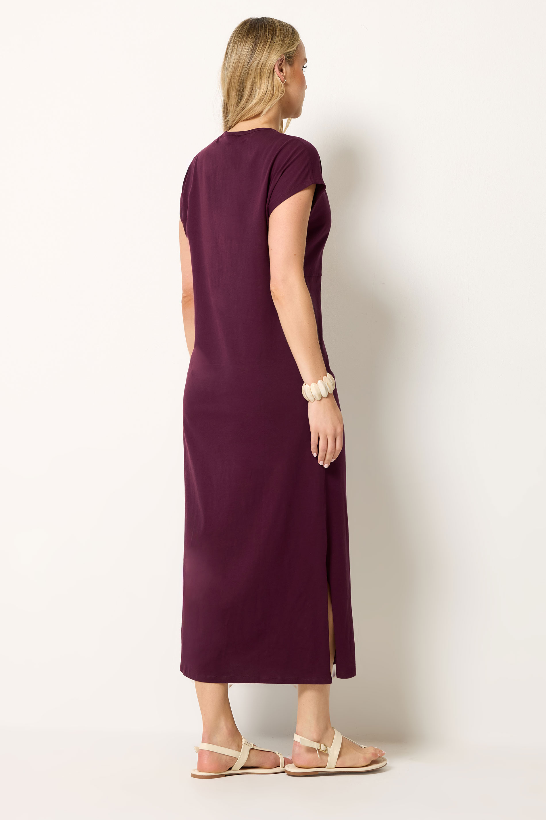 LTS Tall Women's Plum Purple Twist Cotton Midi Dress | Long Tall Sally 2