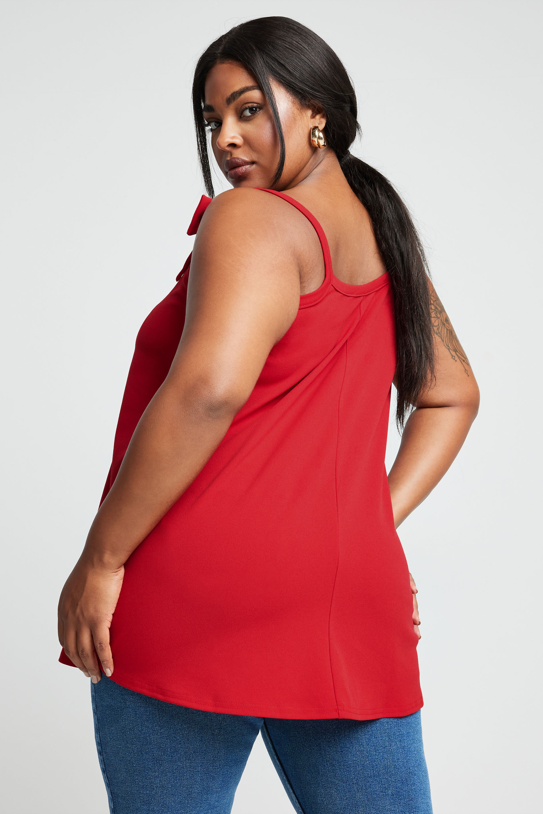 LIMITED COLLECTION Plus Size Red Bow Detail Cami Top | Yours Clothing 3