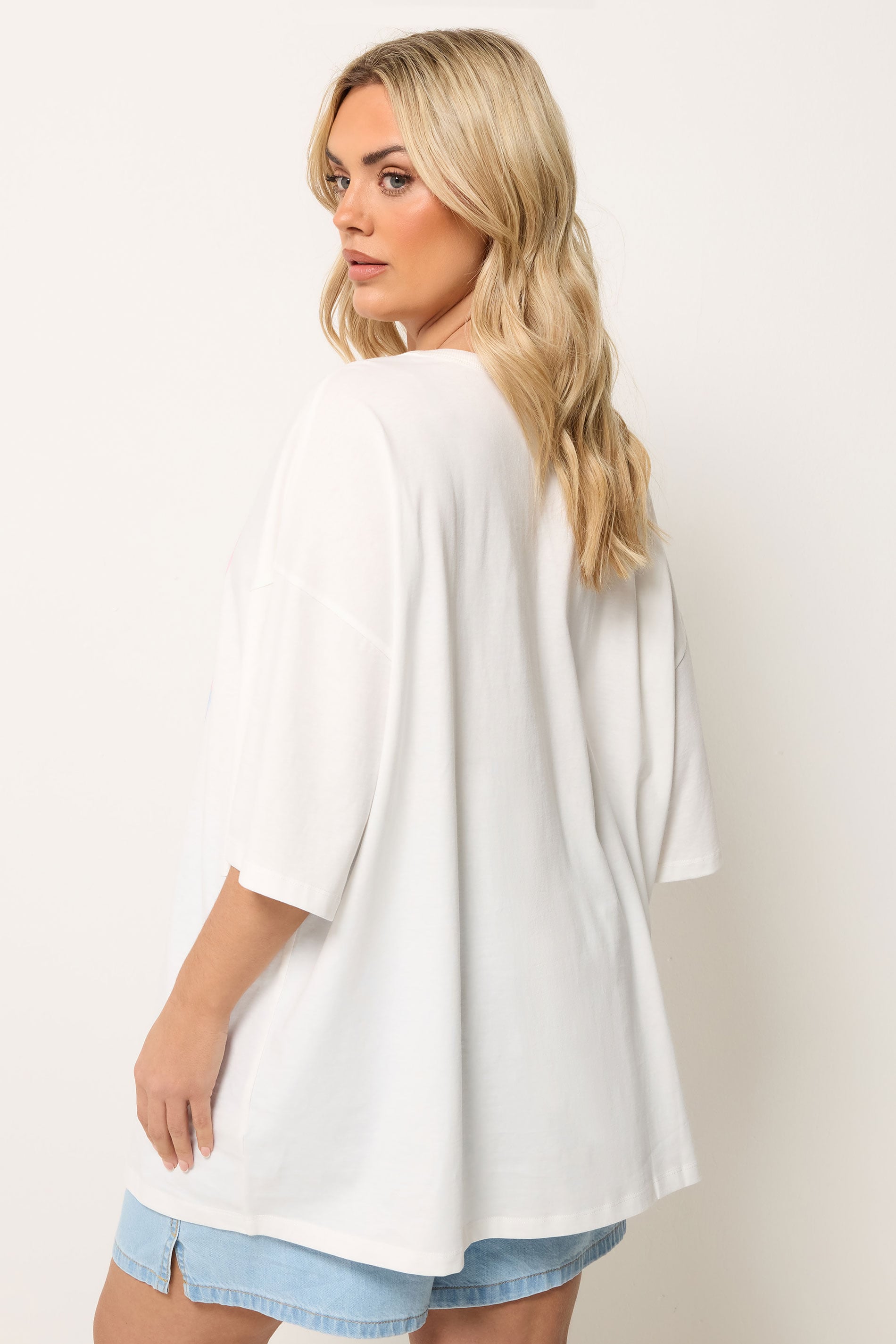 YOURS Plus Size Ivory White 'Le Cocktail' Boxy T-Shirt | Yours Clothing 2