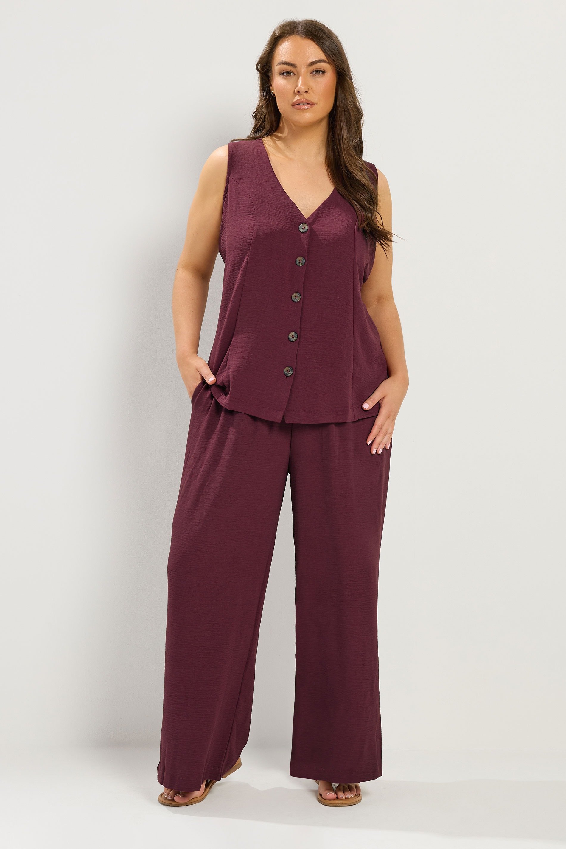 YOURS Plus Size Purple Washed Twill Trousers | Yours Clothing 1