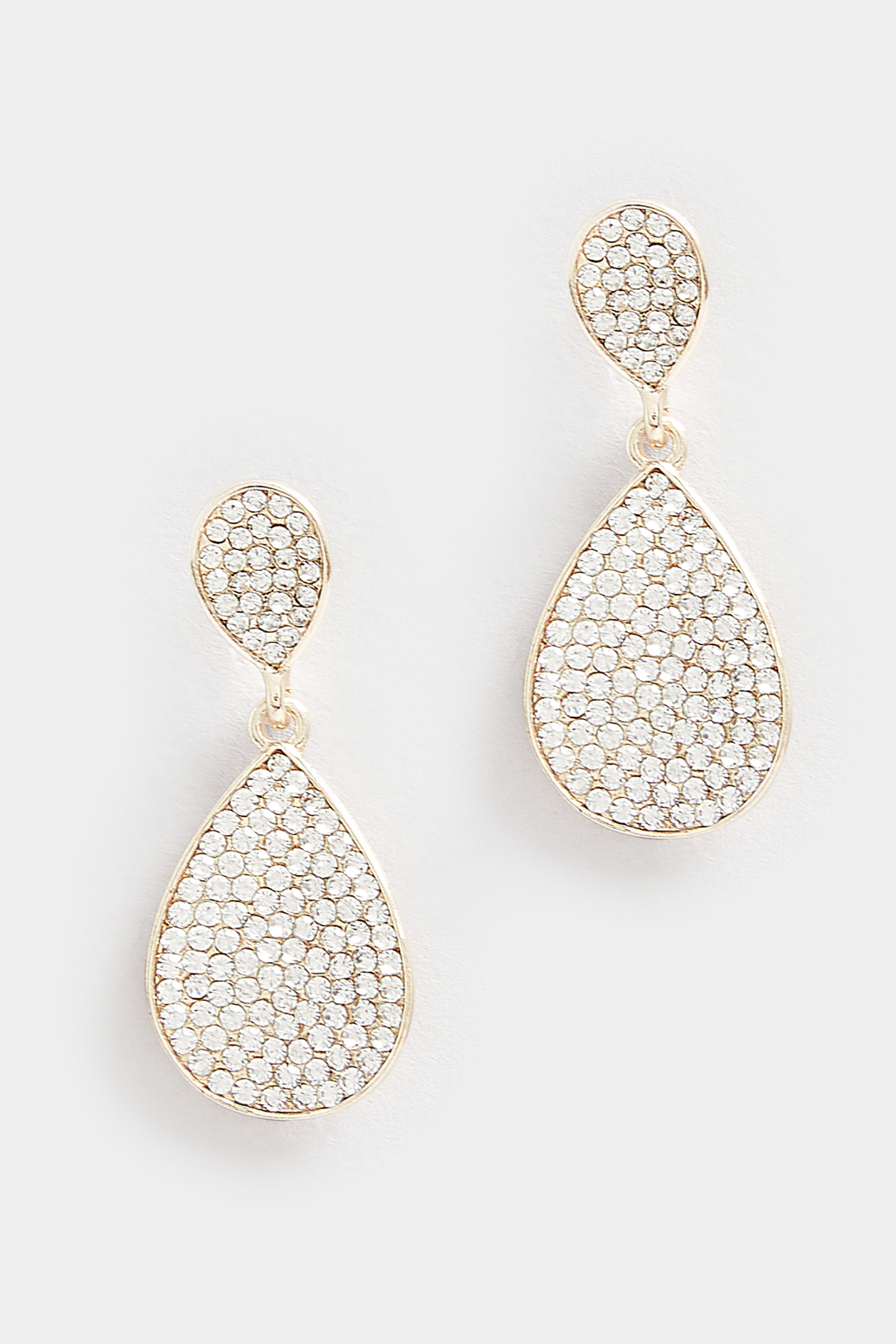 Gold Tone Diamante Teardrop Earrings | Yours Clothing 2