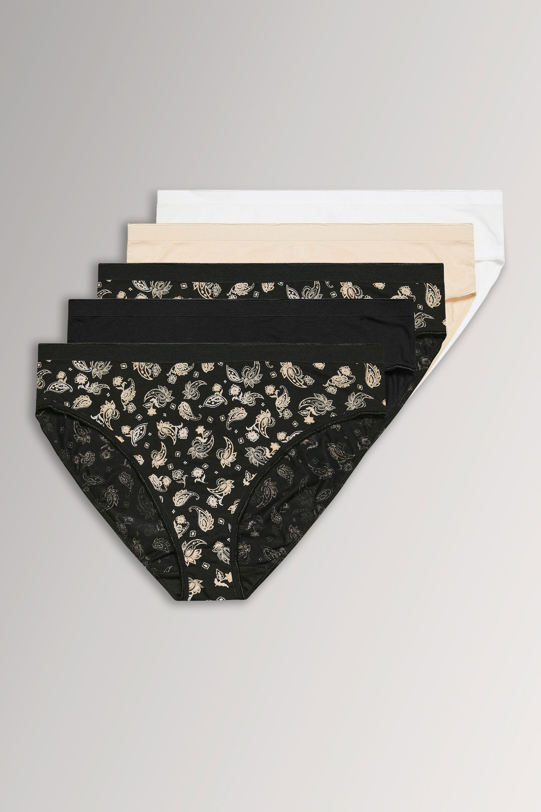 YOURSET 5 PACK Plus Size Natural Brown Paisley Print Briefs | Yours Clothing 3