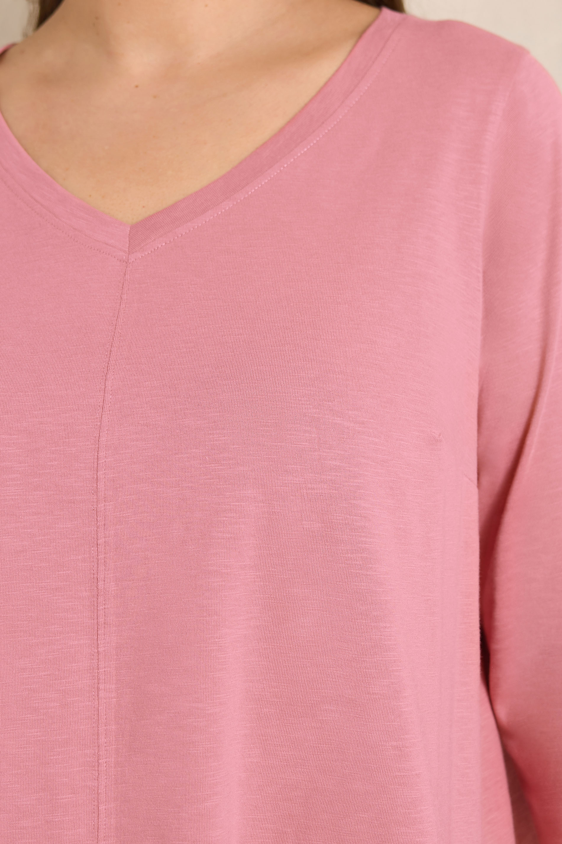 EVANS Plus Size Pink V-Neck Cotton Top | Evans 4