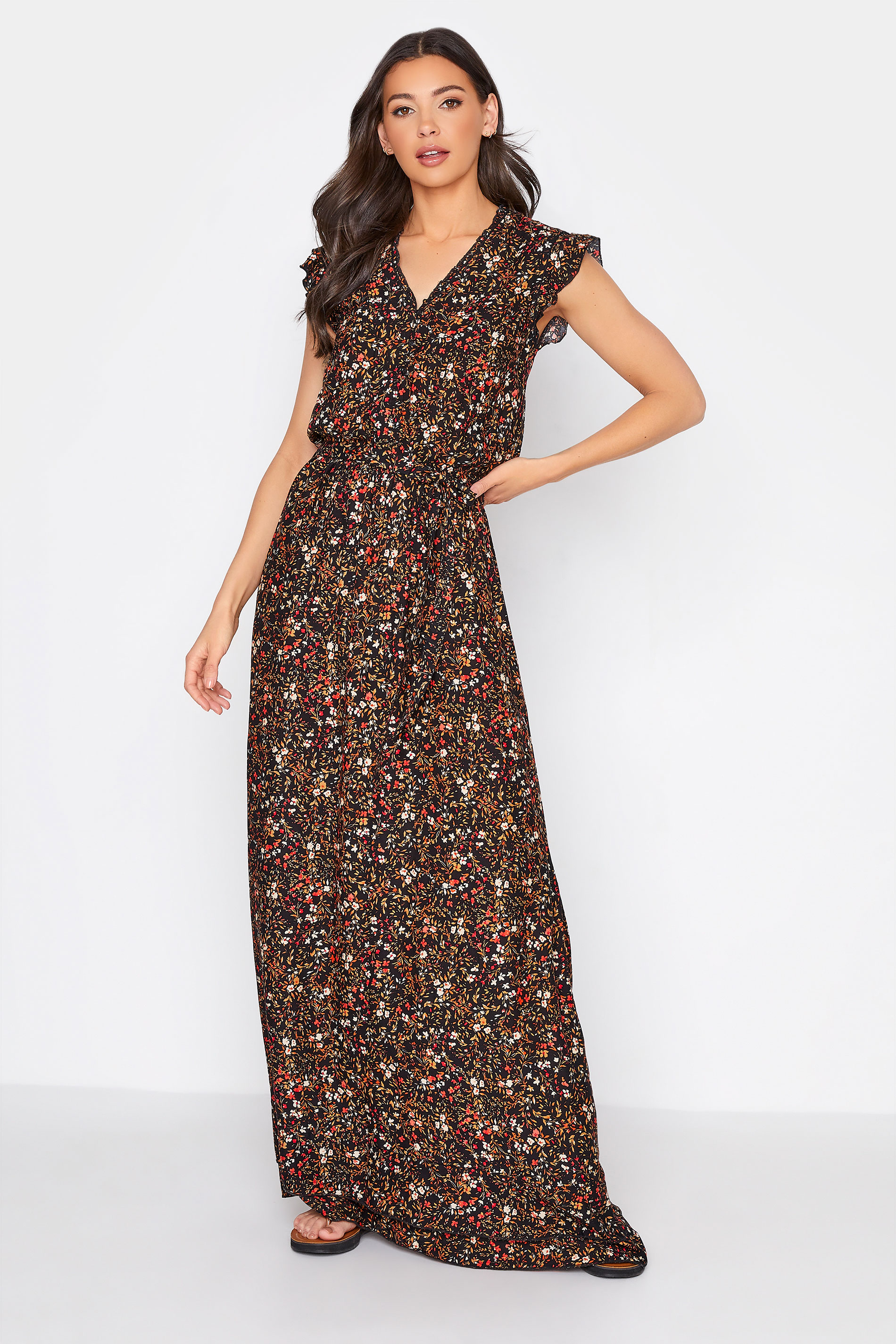 Tall Women's LTS Black Ditsy Floral Maxi Dress | Long Tall Sally 1