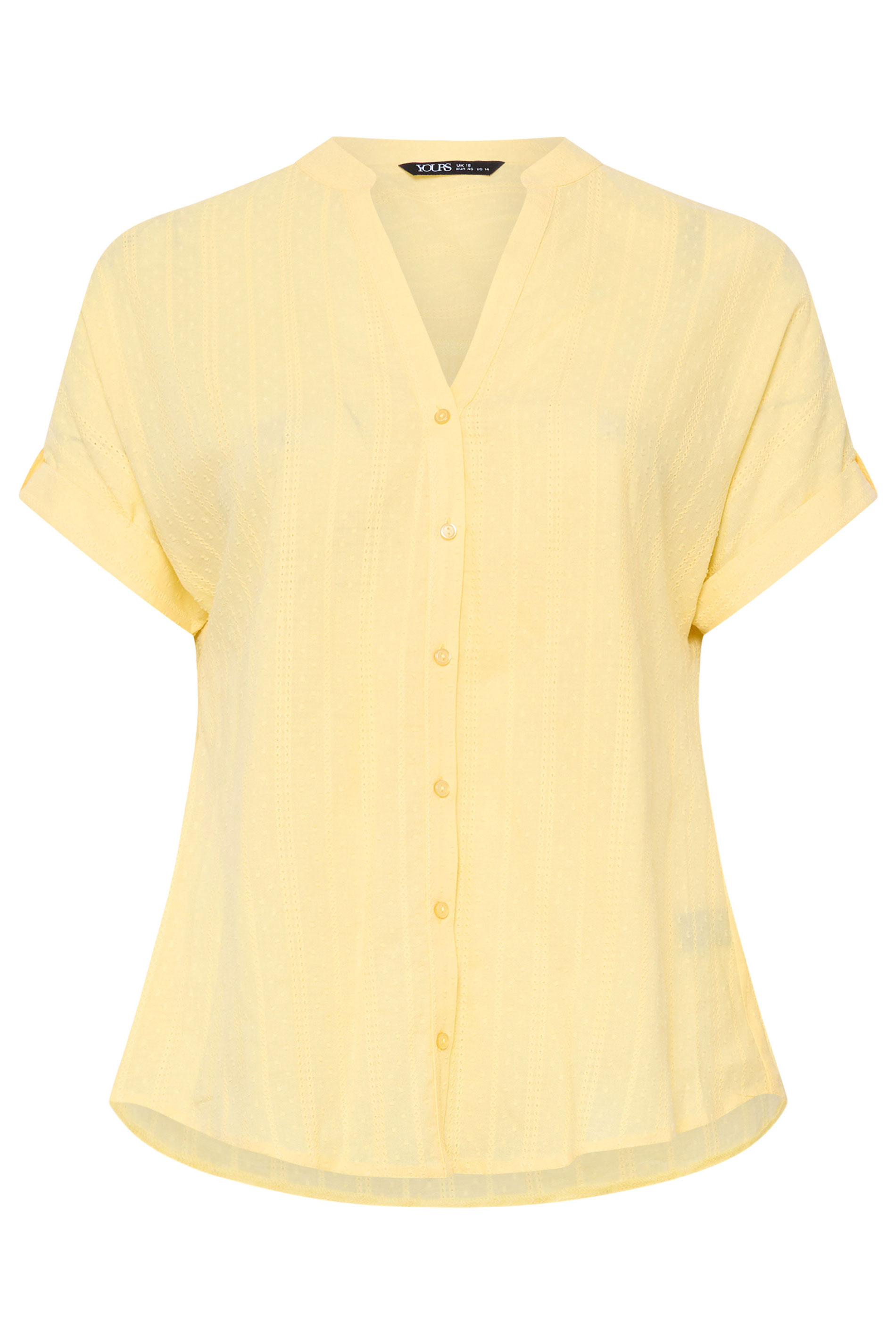 YOURS Plus Size Yellow Dobby Textured Blouse | Yours Clothing 5