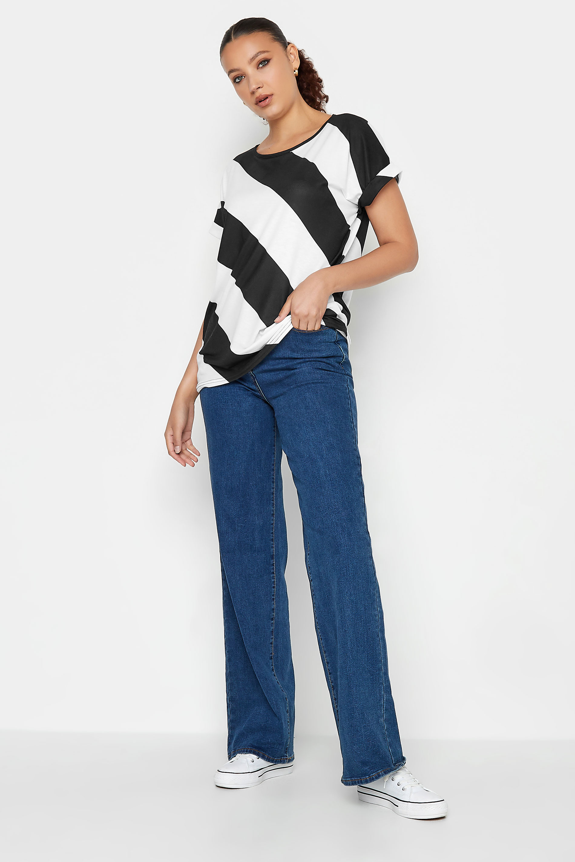 LTS Tall White & Black Stripe T-Shirt | Long Tall Sally  3