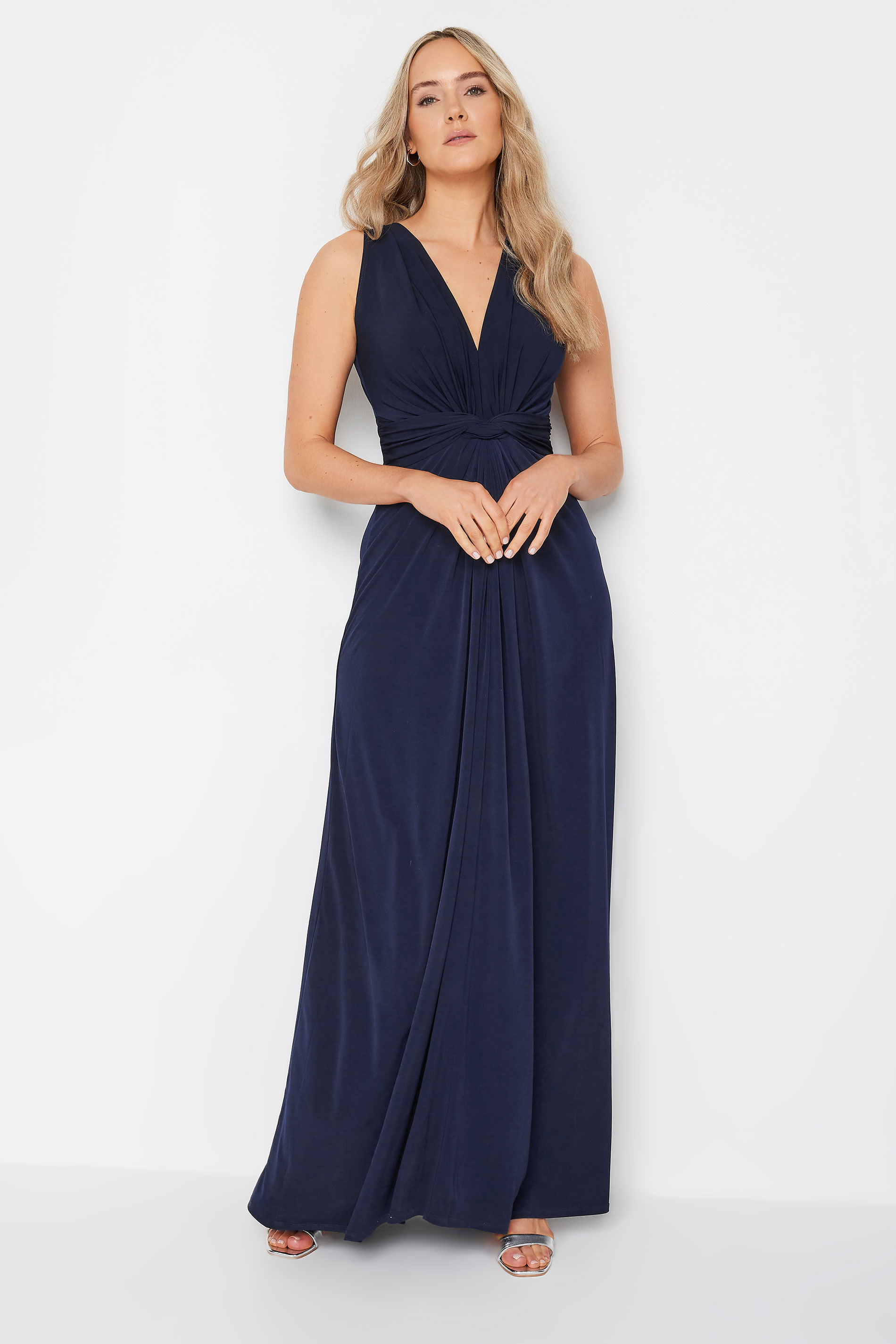 LTS Tall Womens Navy Blue Knot Front Maxi Dress | Long Tall Sally 1