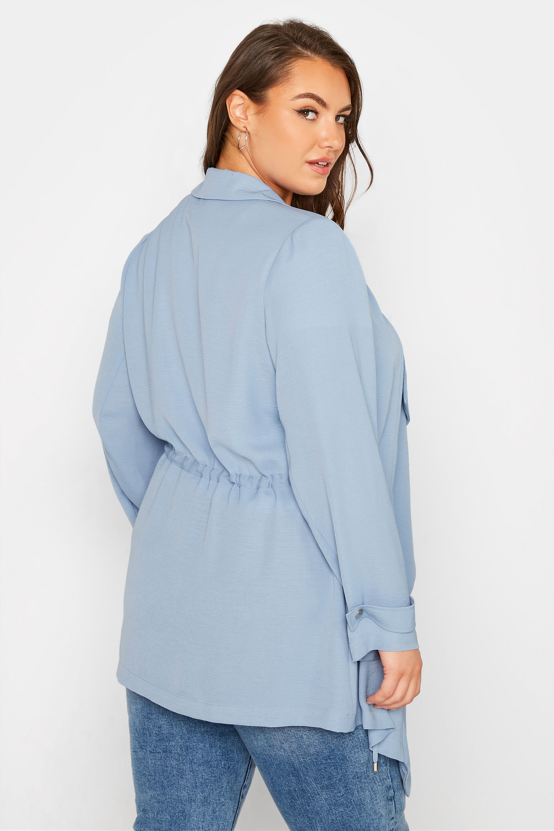 Plus Size Blue Waterfall Jacket | Yours Clothing  3